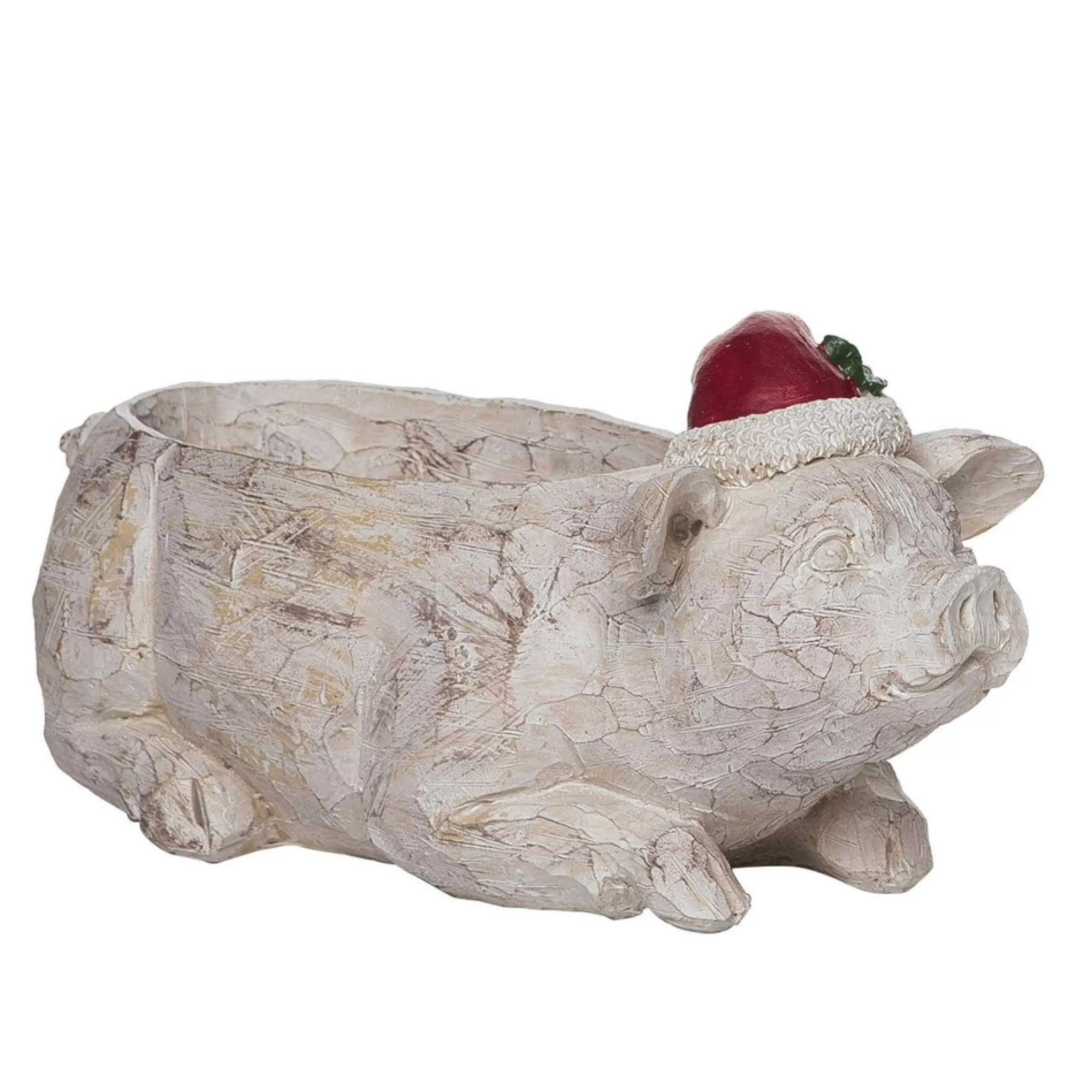 Decoration Storage*Contemporary Home Living 10.5" Beige And Red Christmas Pig Wall Container