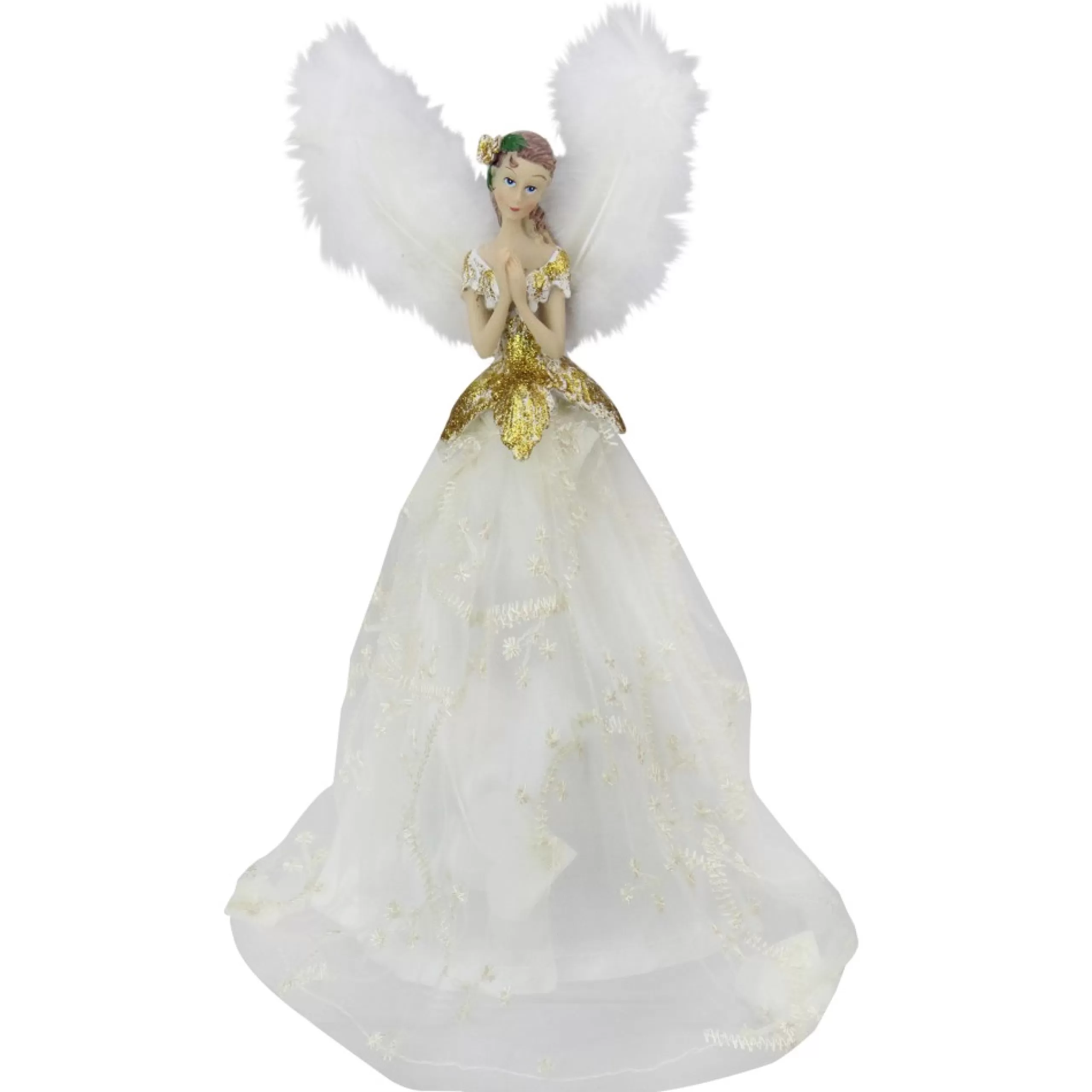 Angel Tree Toppers*Northlight 10" Champagne And White Angel Christmas Tree Topper, Unlit