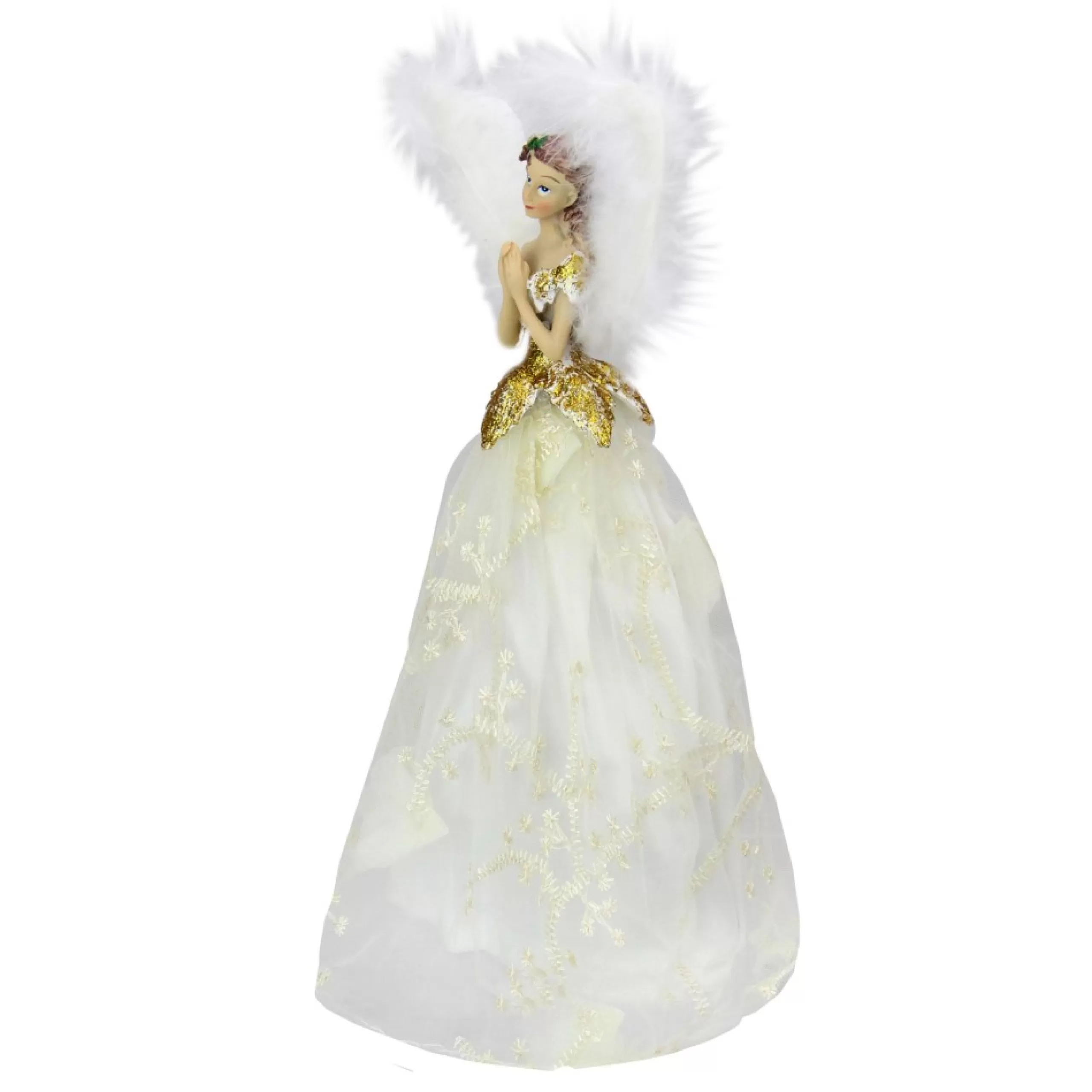 Angel Tree Toppers*Northlight 10" Champagne And White Angel Christmas Tree Topper, Unlit