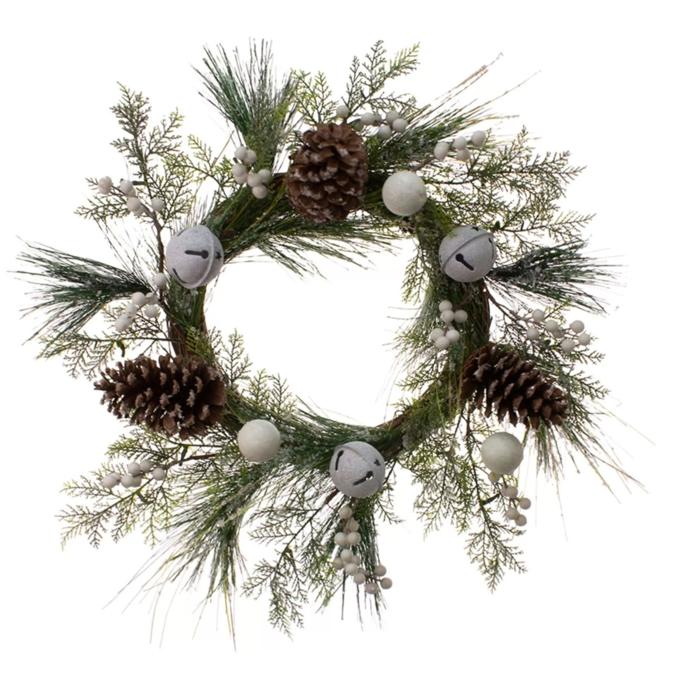 Specialty Wreaths*Contemporary Home Living 10" Frosty White Berry And Brown Bell Pine Wreath