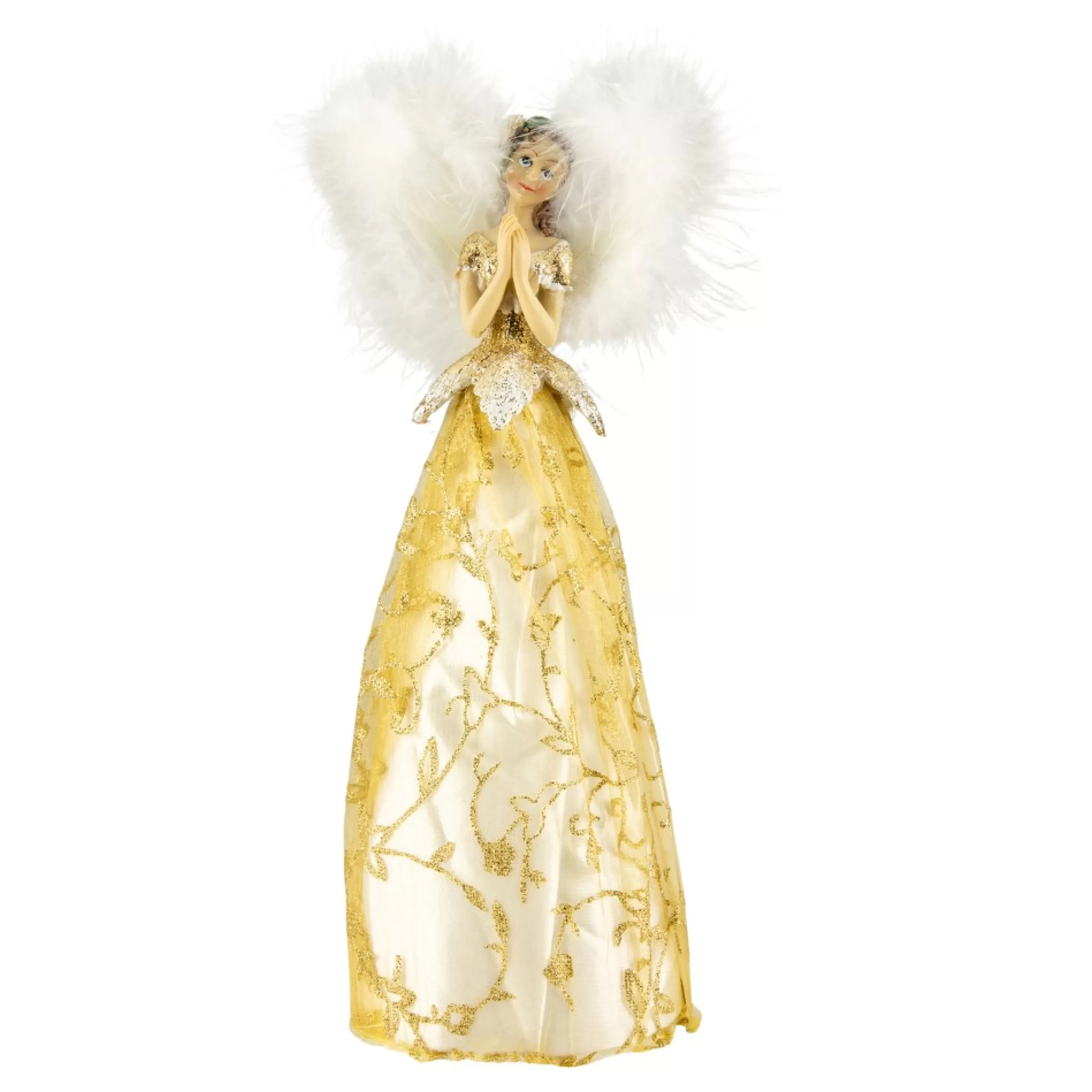 Angel Tree Toppers*Northlight 10" Gold And White Angel Christmas Tree Topper, Unlit