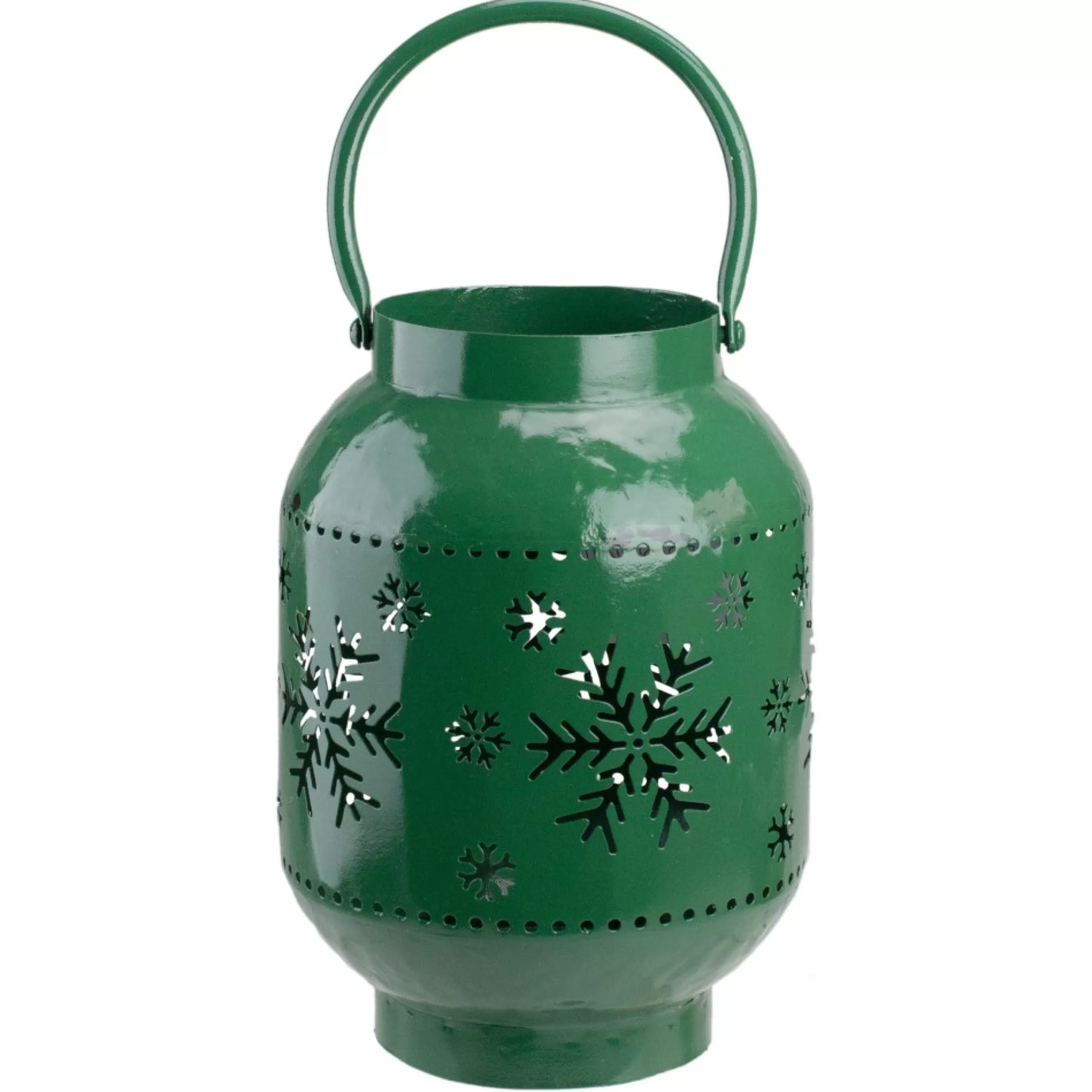 Candles & Holders*Northlight 10" Green Snowflake Cutout Christmas Candle Lantern- Metal