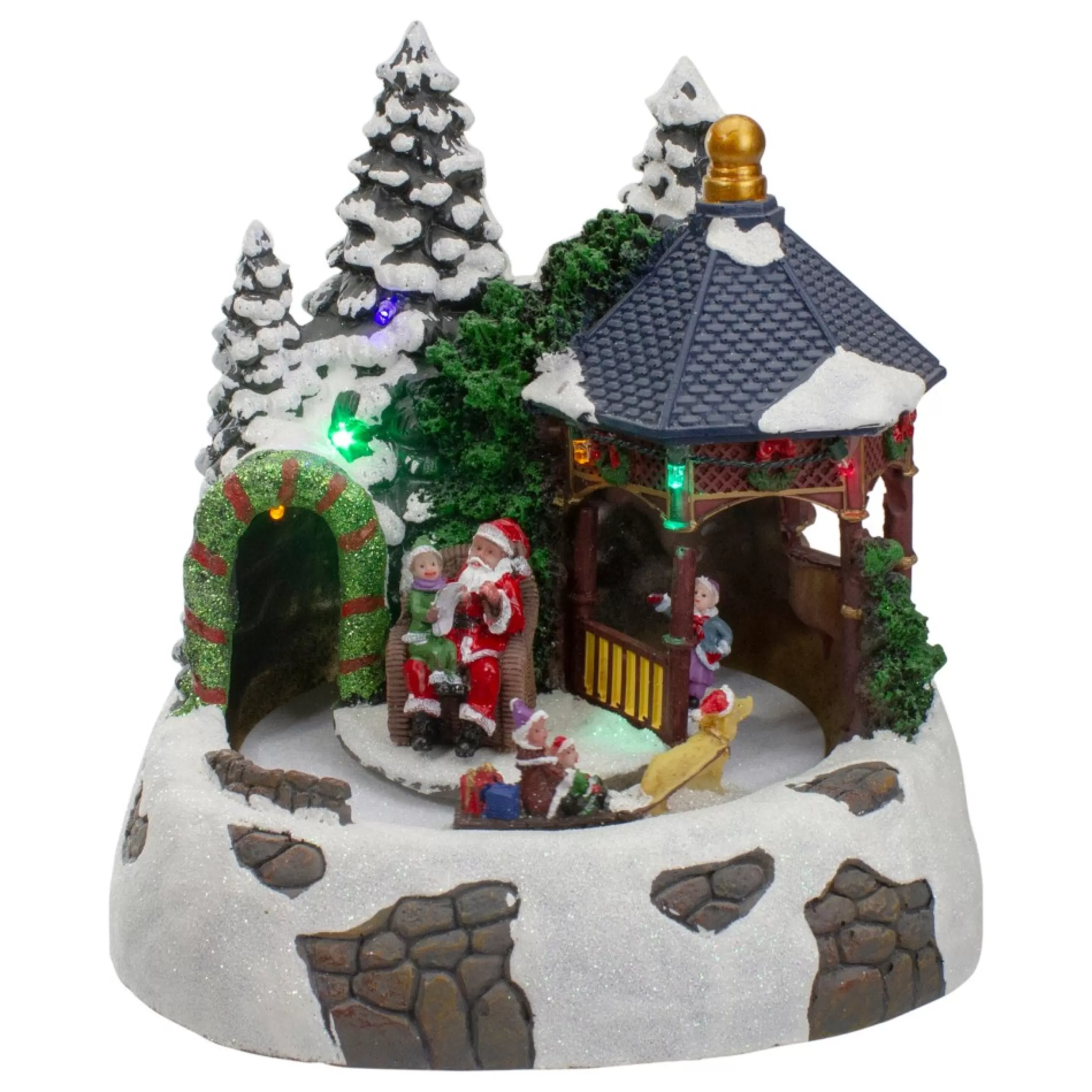 Christmas Villages*Northlight 10" Lighted And Animated Christmas Scene With Santa Claus