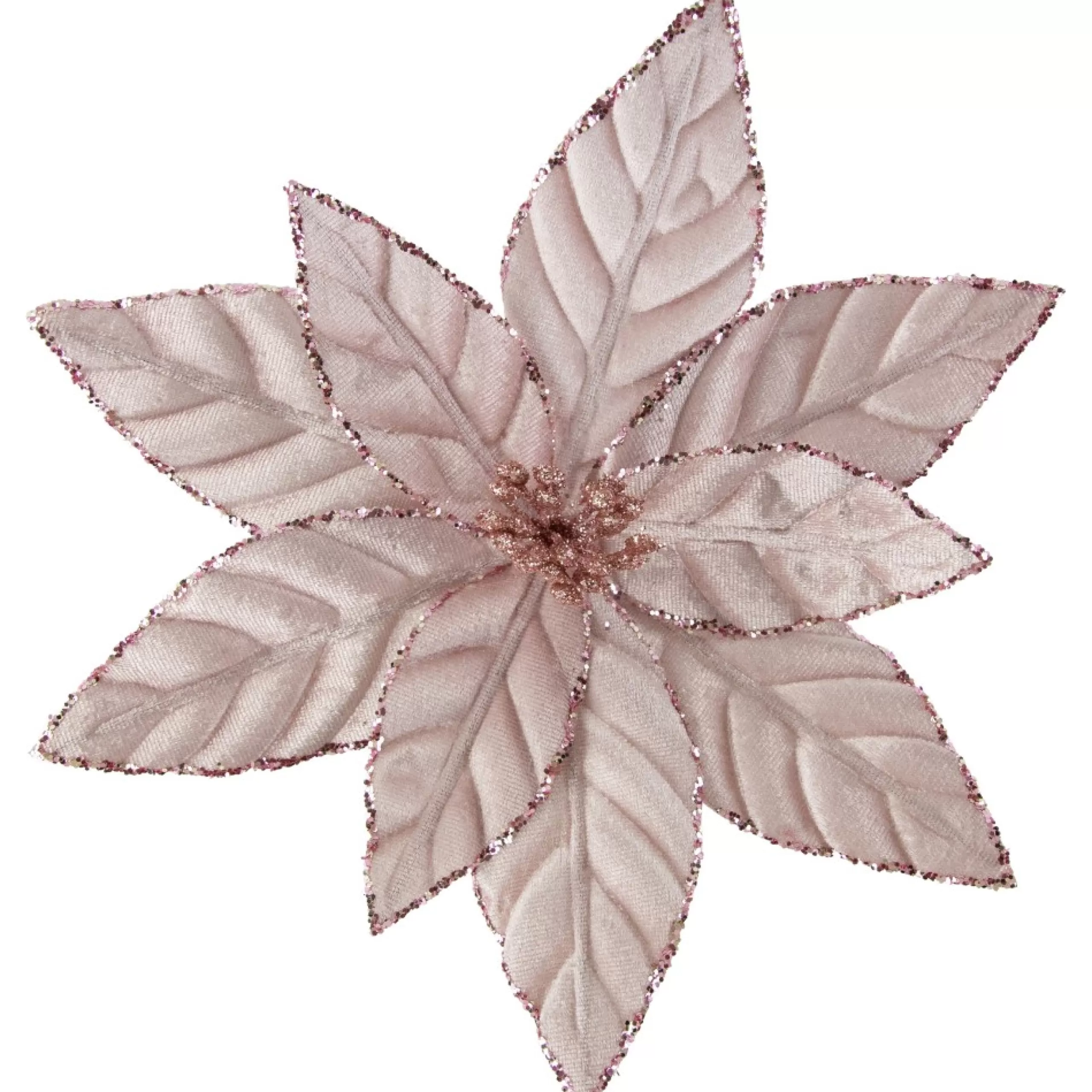 Floral*Northlight 10" Pink Glittered Poinsettia Christmas Floral Clip