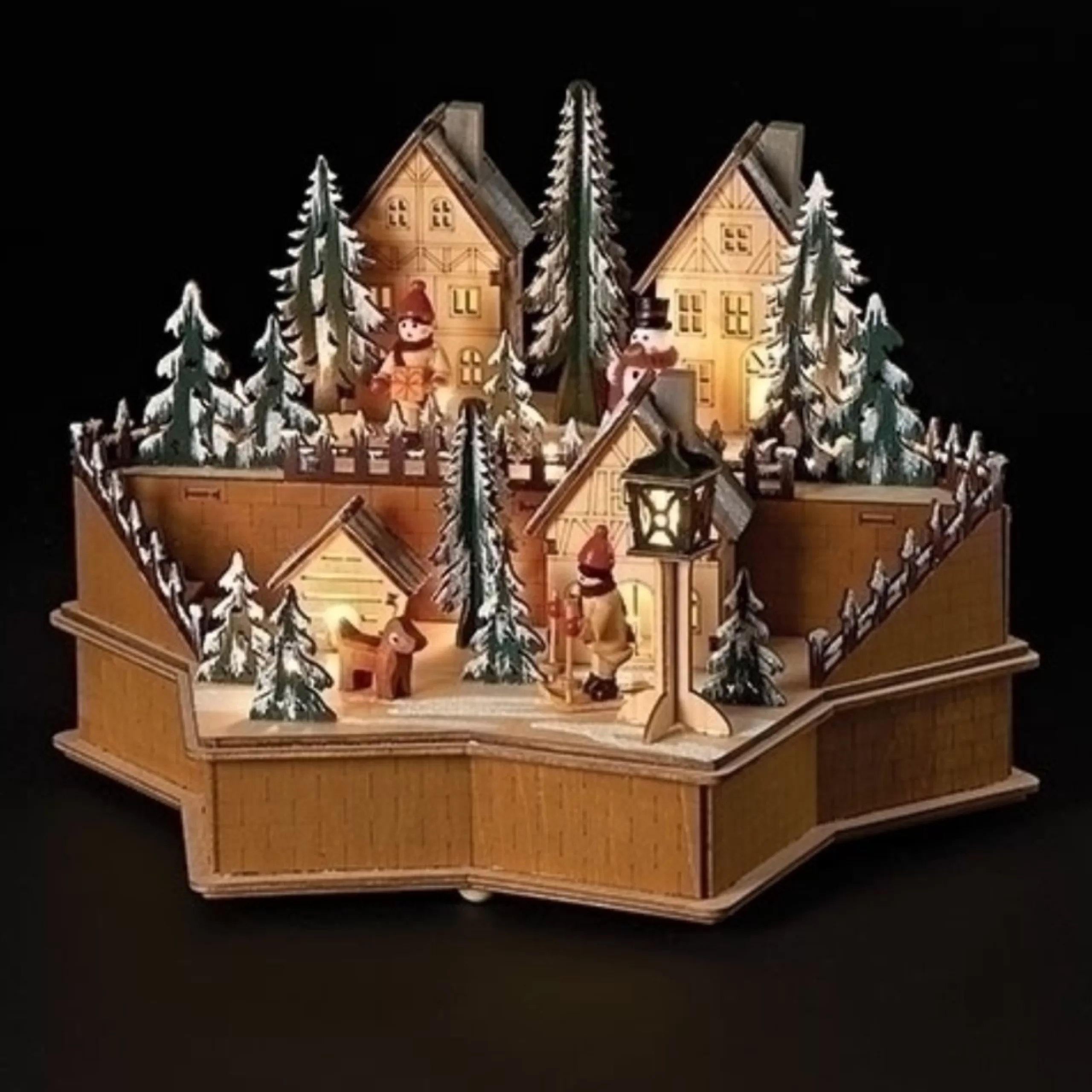 Christmas Villages*Roman 11.5" Pre-Lit Led Star Shaped Christmas Village Scene