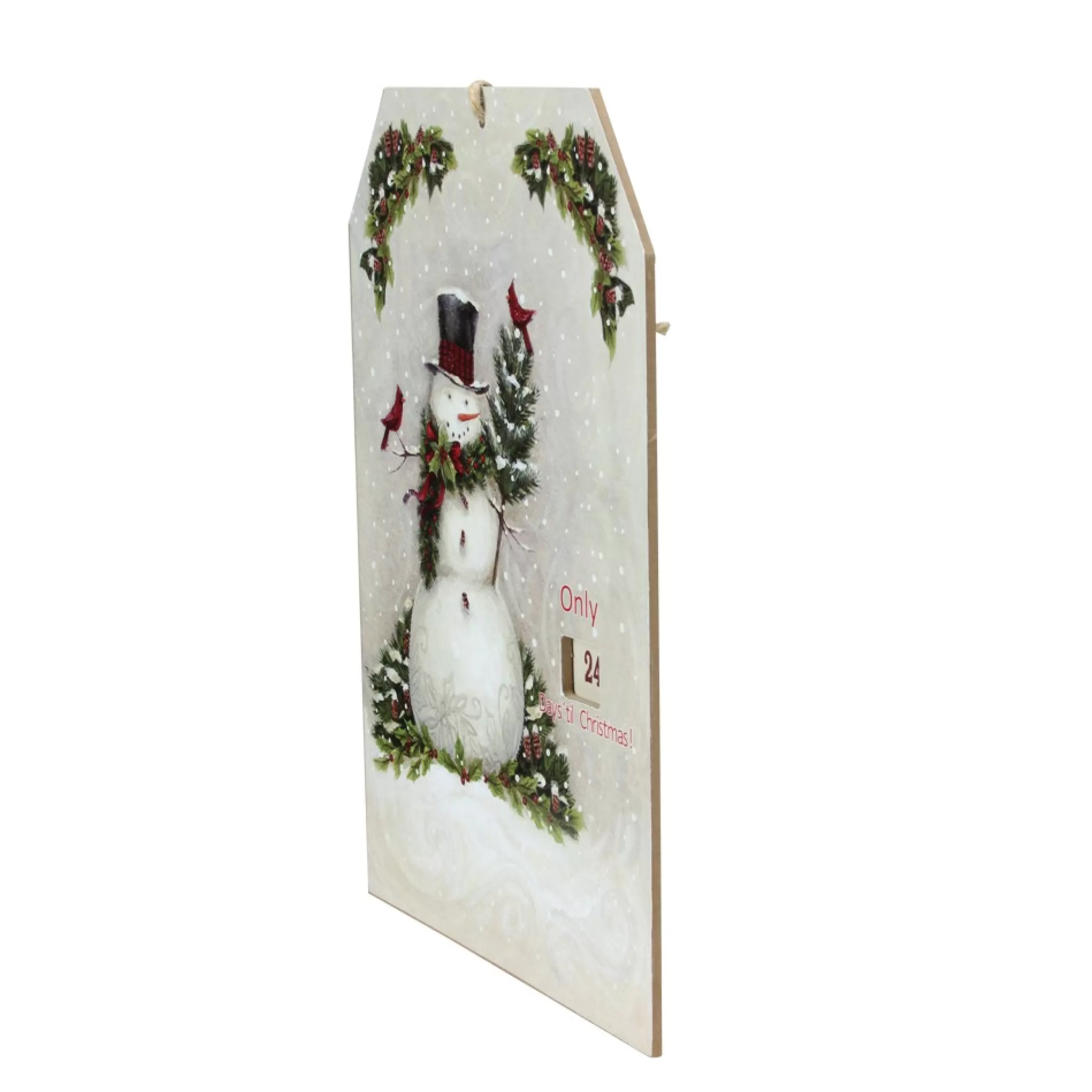 Advent Calendars*Roman 11.75" White Hanging Snowman And Cardinal Advent Christmas Calendar