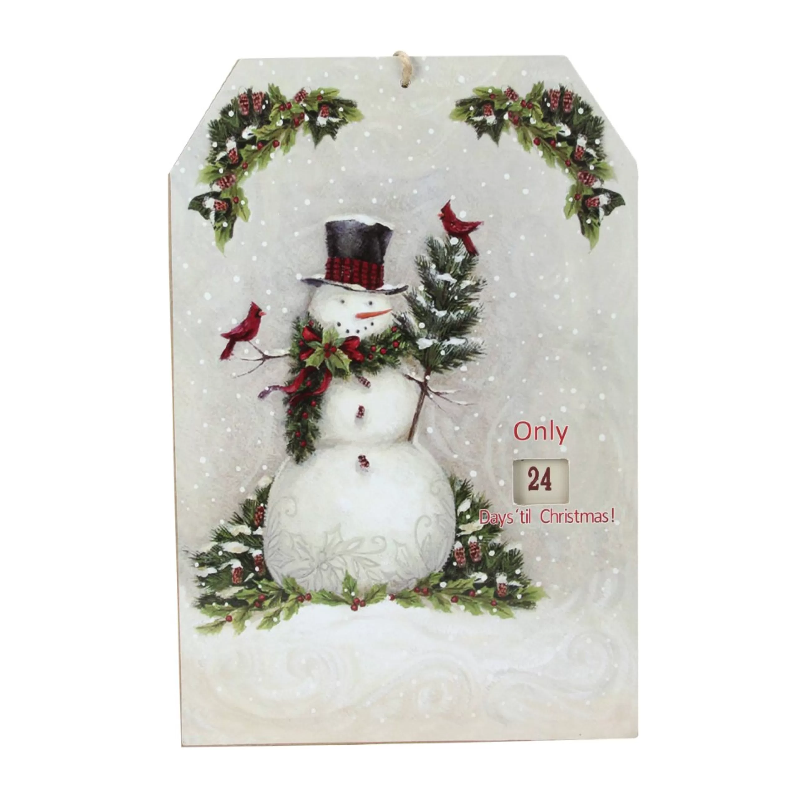 Advent Calendars*Roman 11.75" White Hanging Snowman And Cardinal Advent Christmas Calendar