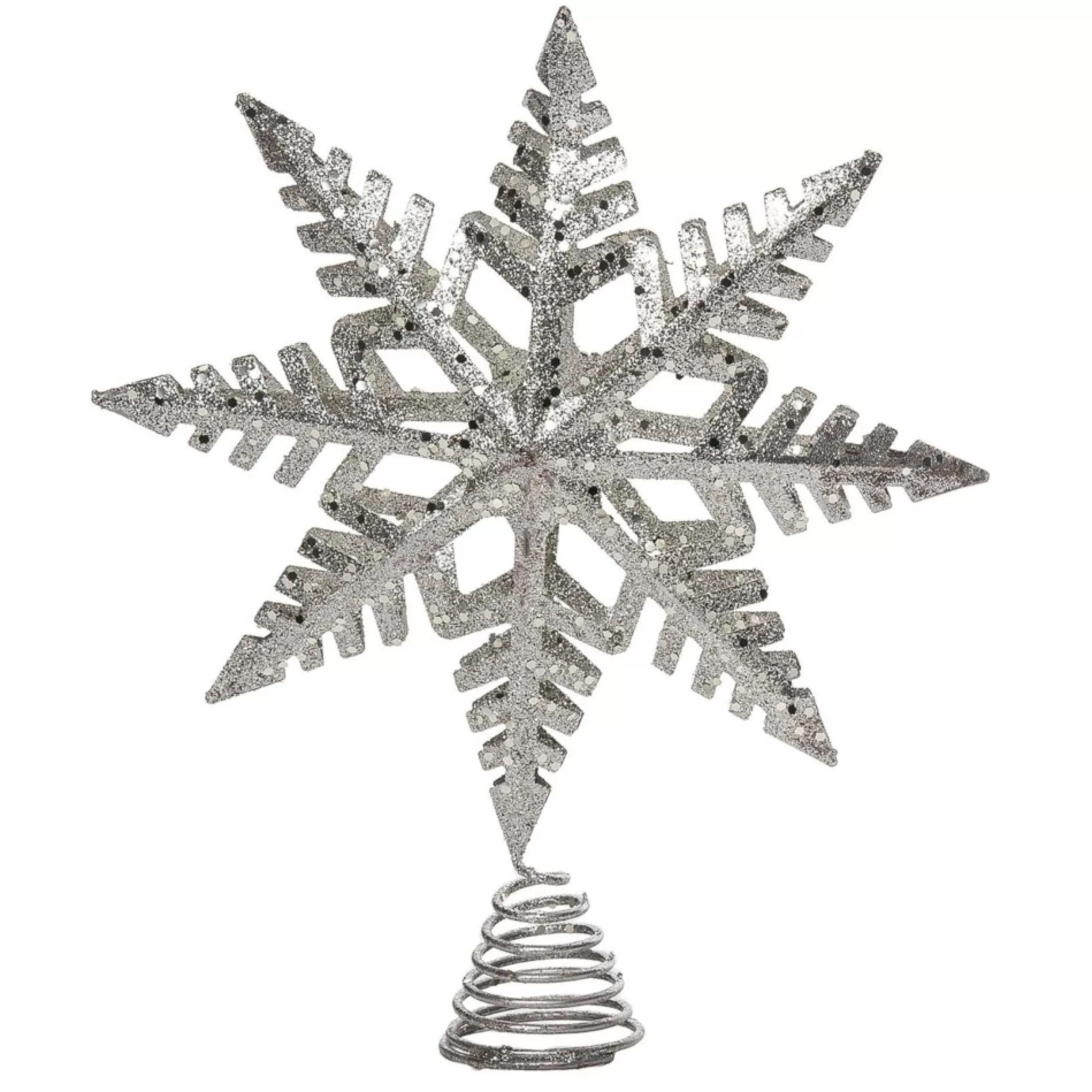 Snowflake Tree Toppers*Contemporary Home Living 11" Silver Glitter Snowflake Christmas Tree Topper, Unlit