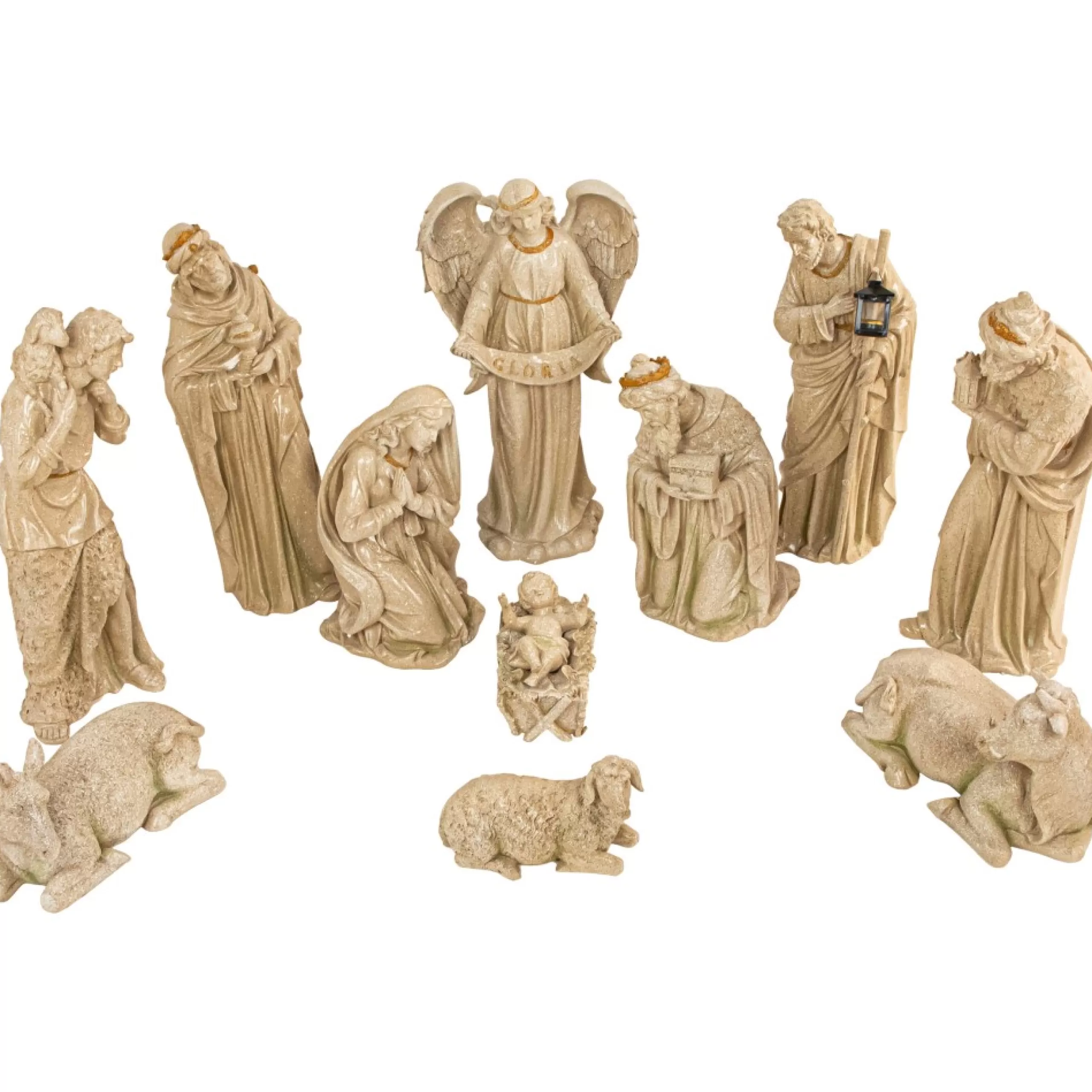 Nativities*Northlight 11-Piece Speckled Brown Traditional Religious Christmas Nativity Set 22.75"