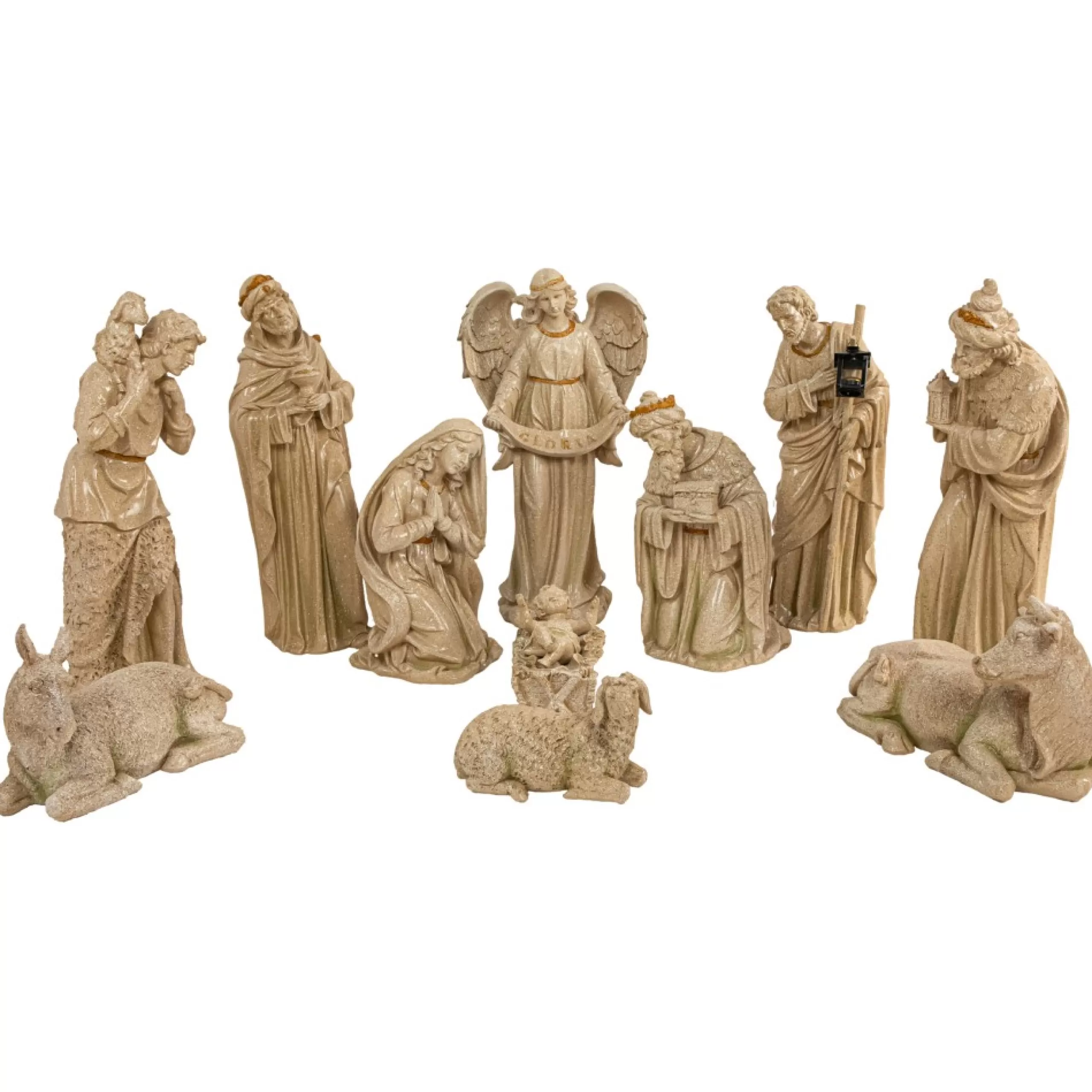 Nativities*Northlight 11-Piece Speckled Brown Traditional Religious Christmas Nativity Set 22.75"