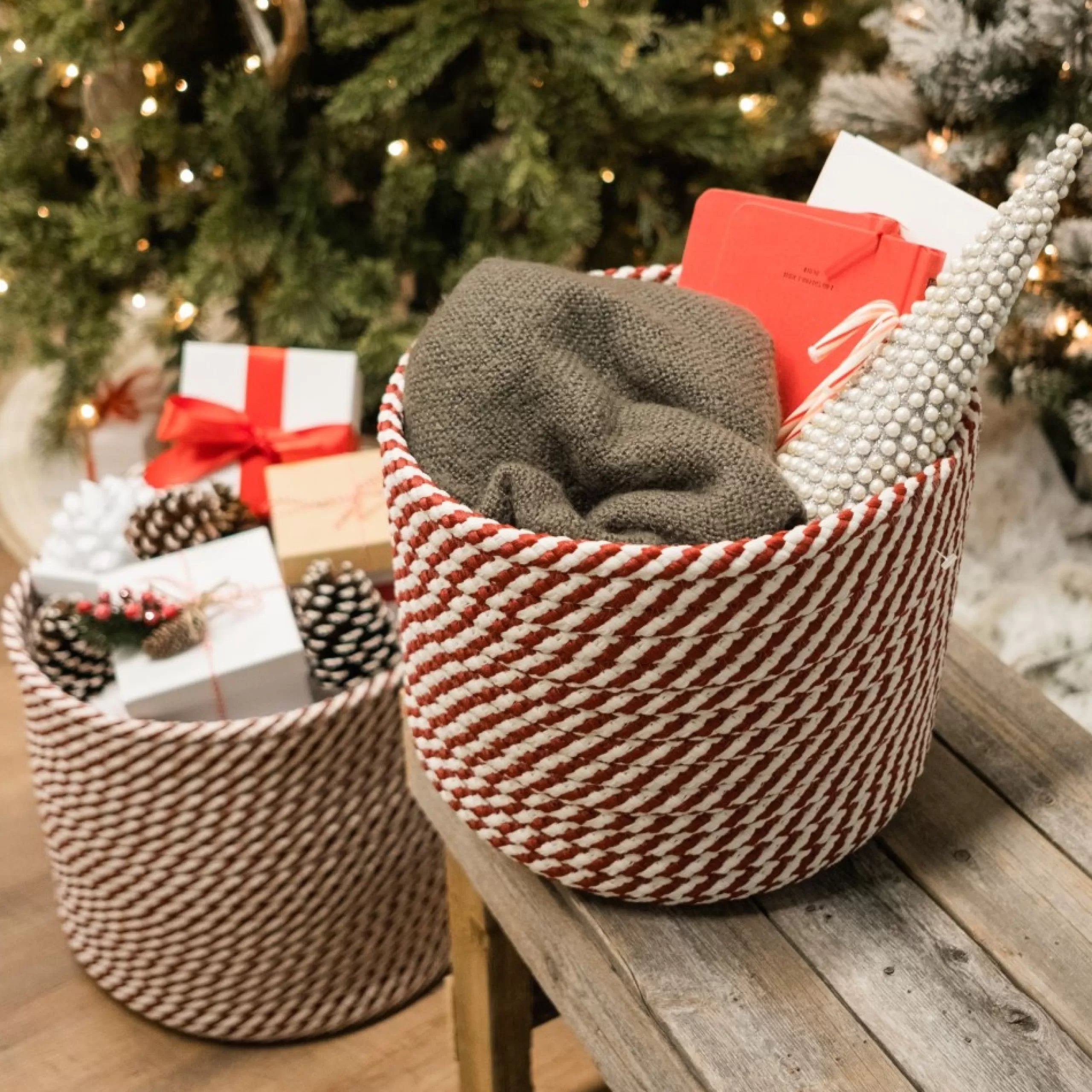 Decoration Storage*Colonial Mills 12" Braided Twisted Christmas Woven Storage Basket