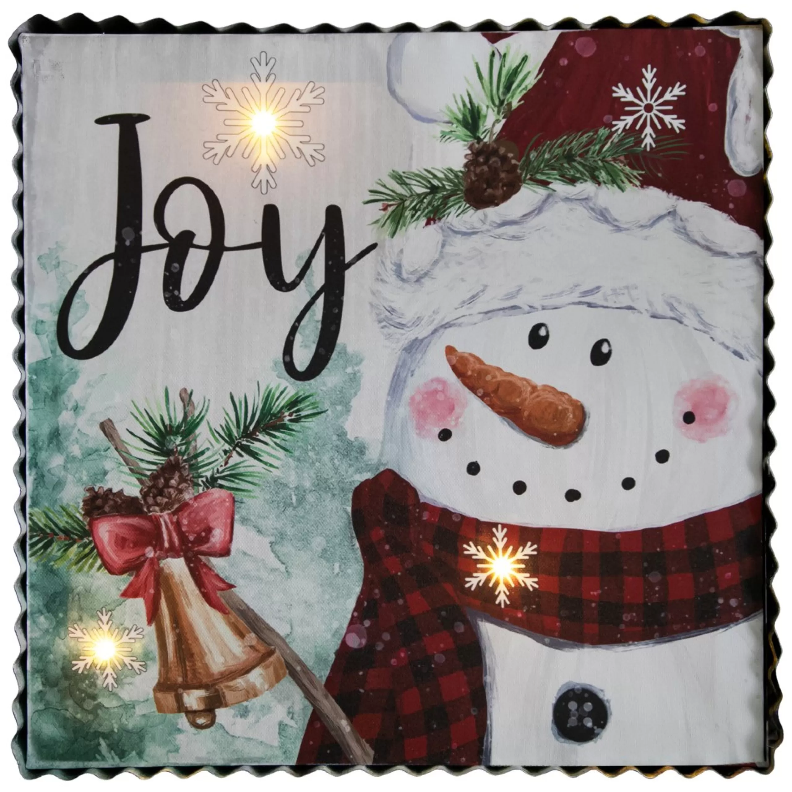 Signs & Plaques*Northlight 12" Led Lighted 'Joy' Snowman Christmas Canvas Wall Art