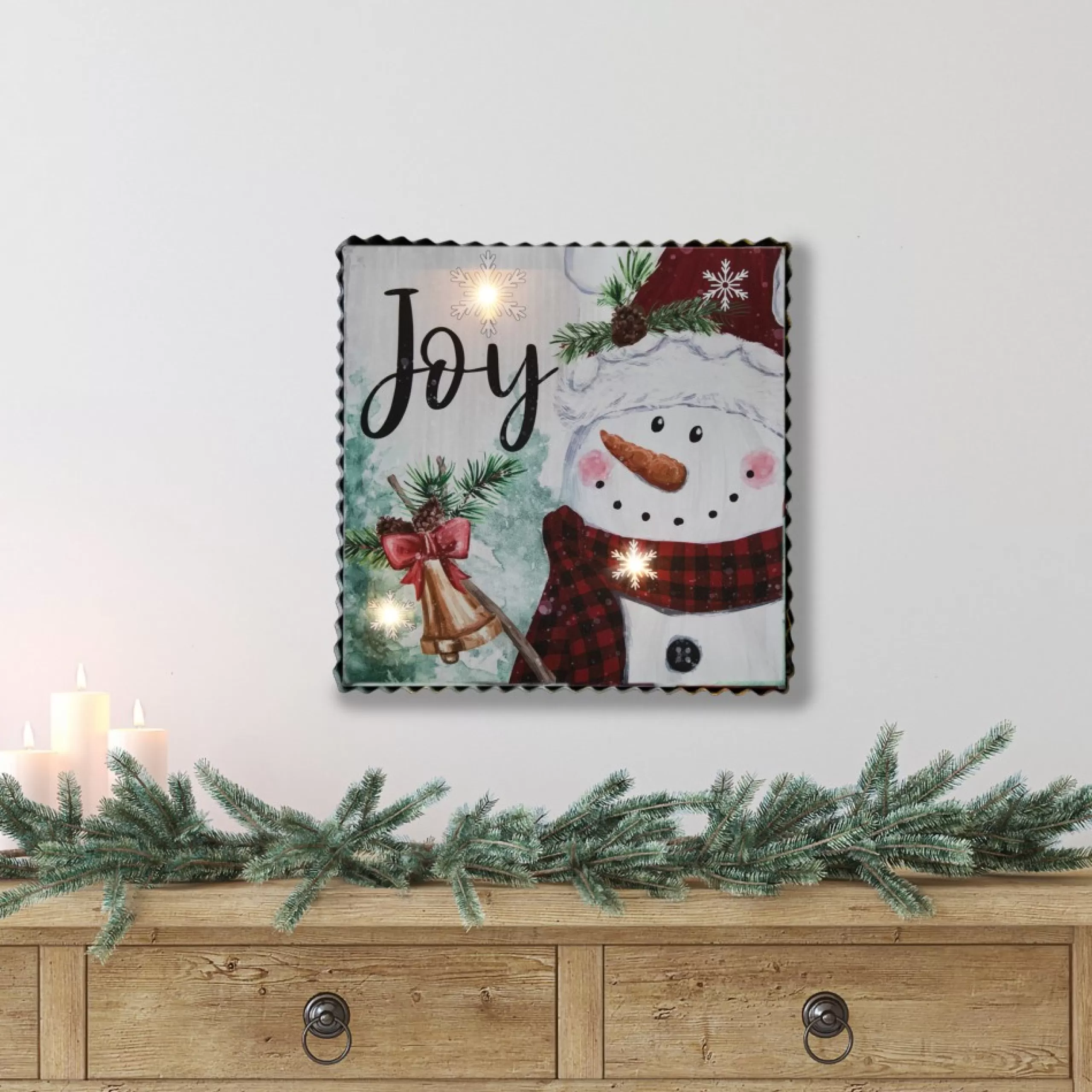 Signs & Plaques*Northlight 12" Led Lighted 'Joy' Snowman Christmas Canvas Wall Art