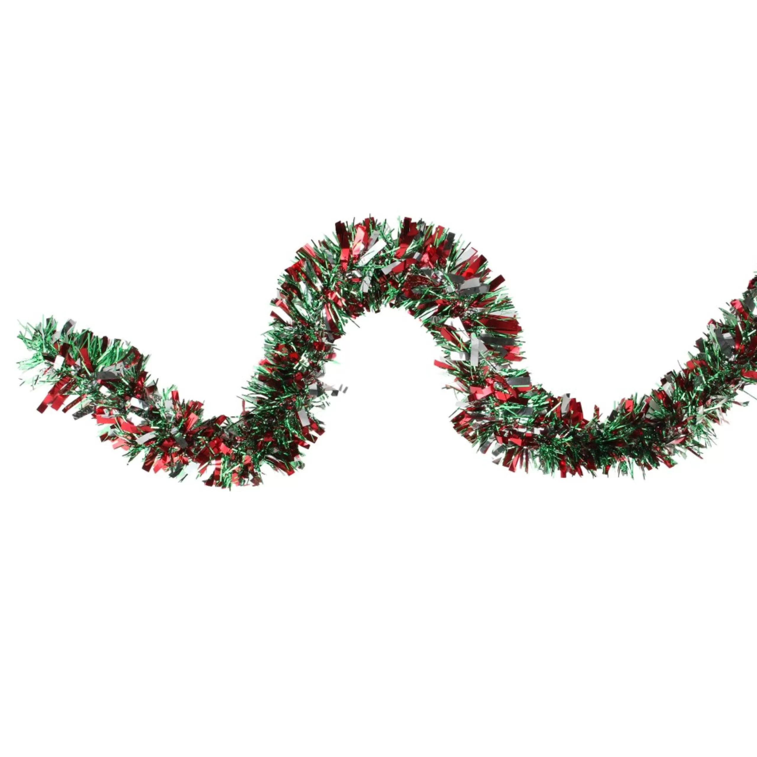 Unlit Garland*Northlight 12' Shiny Red And Silver Christmas Tinsel Garland - Unlit