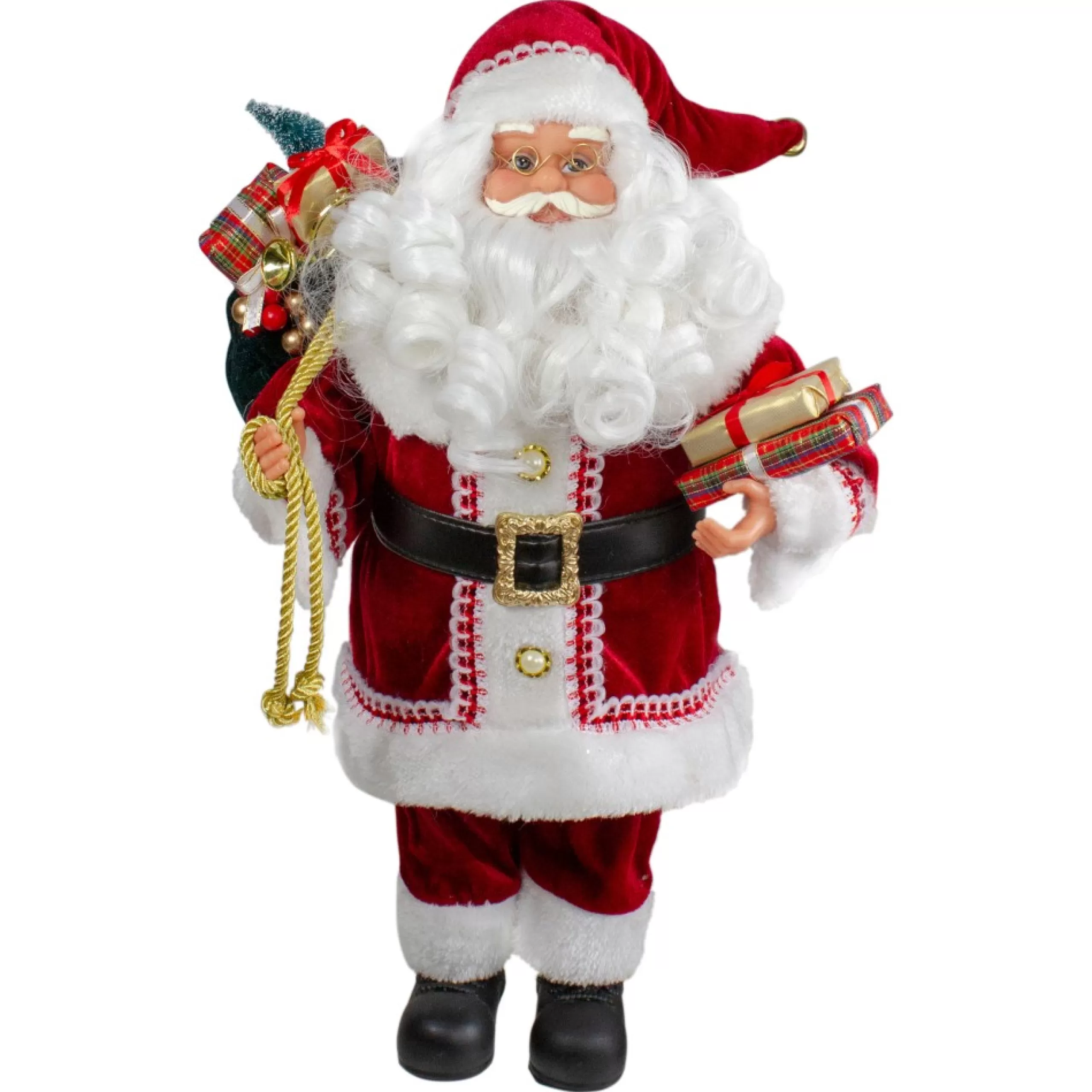 Santa Figures*Northlight 12" Standing Curly Beard Santa Christmas Figure With Presents