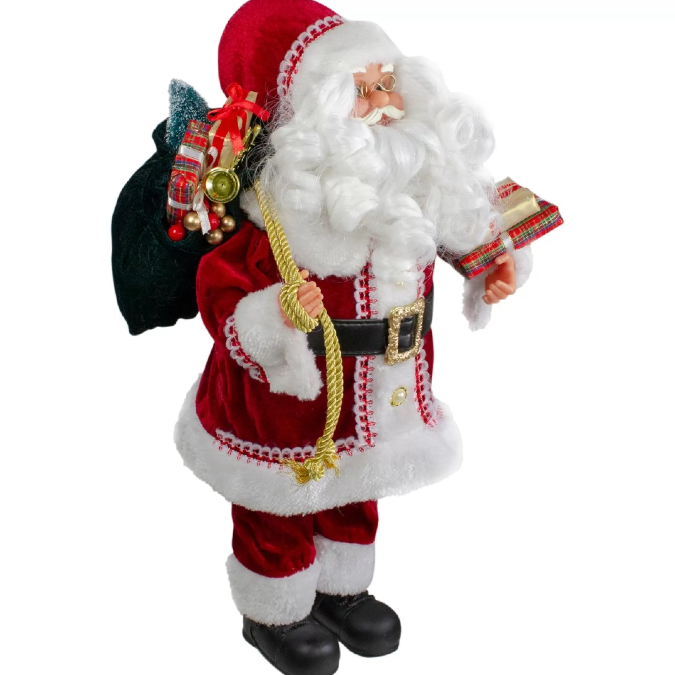 Santa Figures*Northlight 12" Standing Curly Beard Santa Christmas Figure With Presents