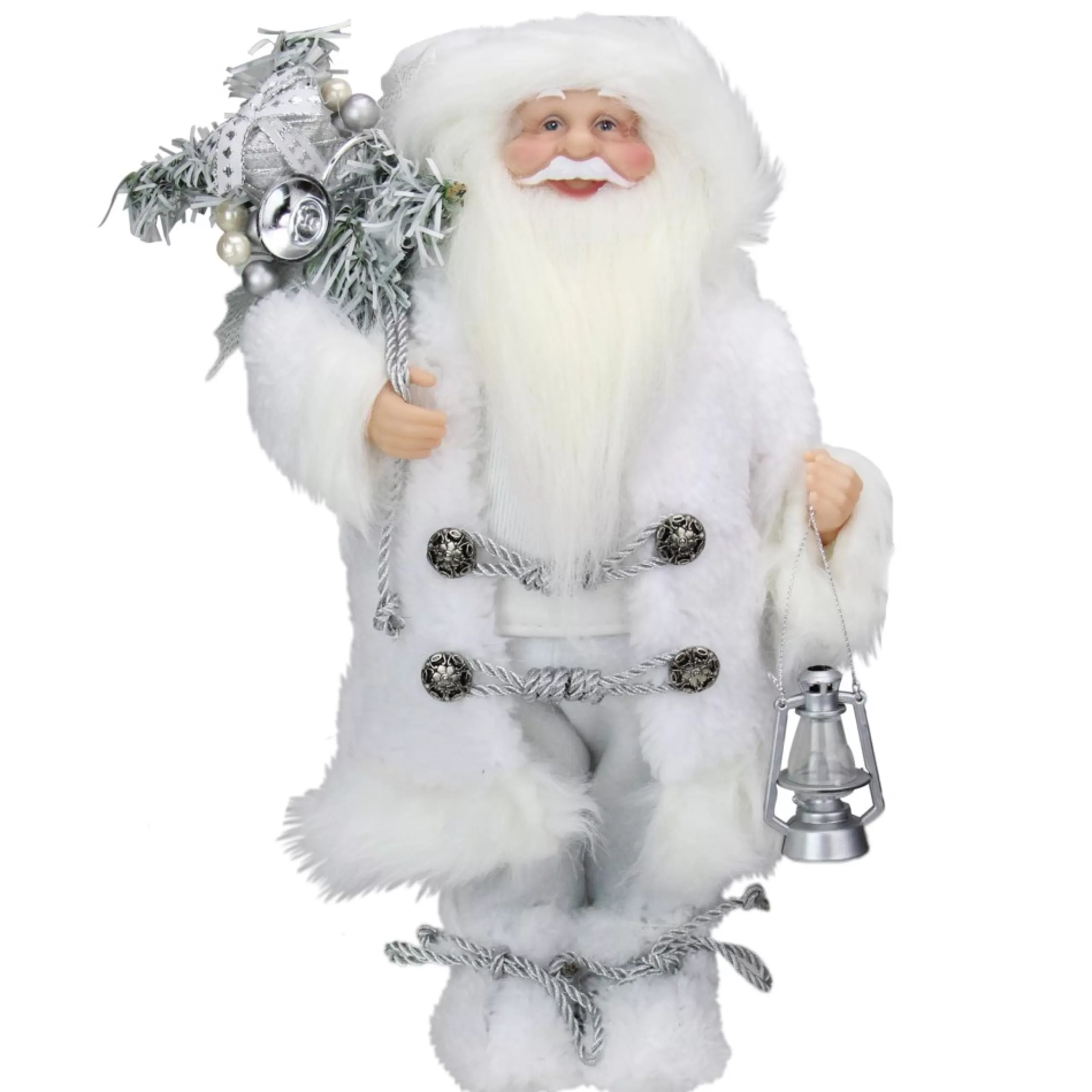 Santa Figures*Northlight 12" White Standing Santa Claus Christmas Figure With Lantern