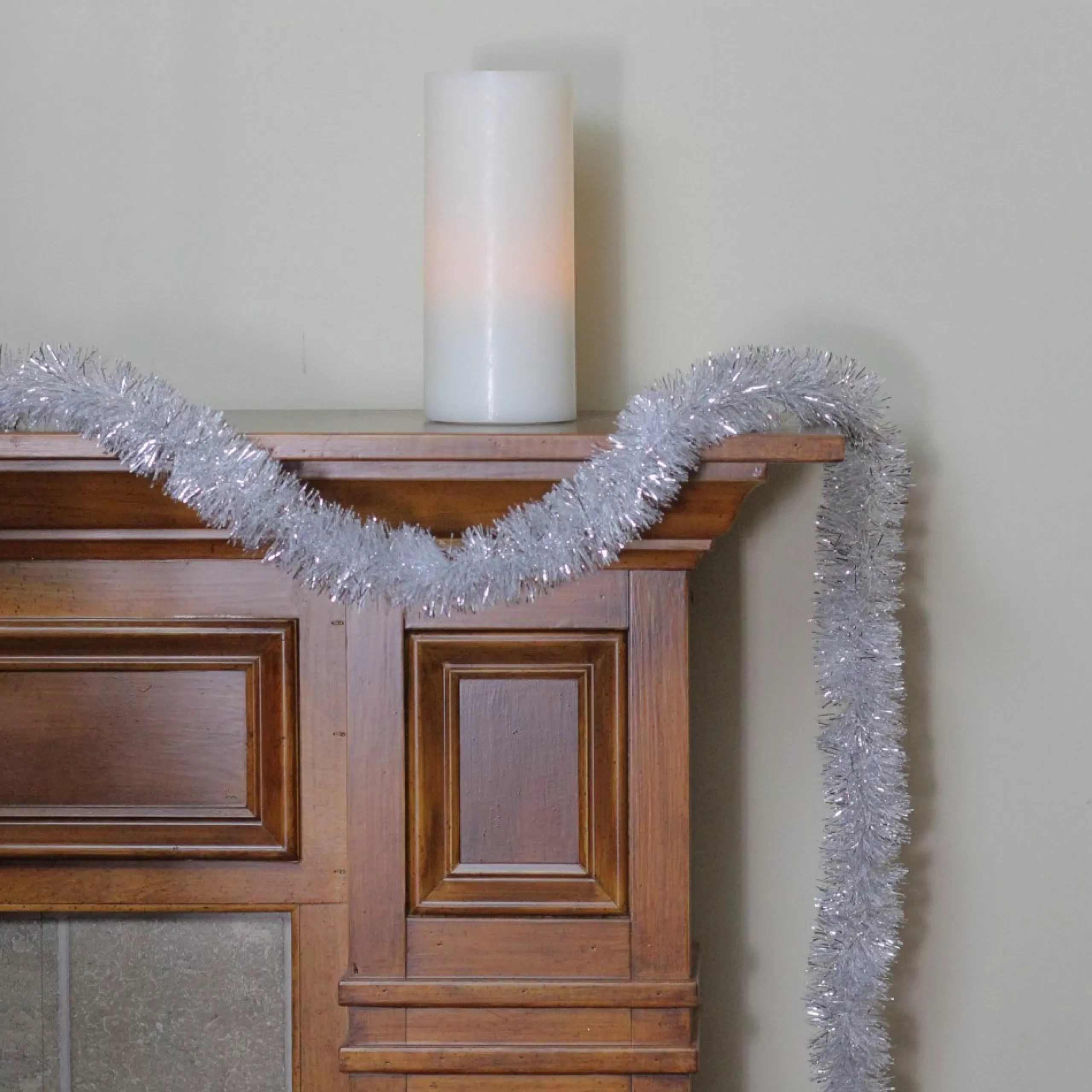 Unlit Garland*Northlight 12' X 2.25" Shiny Silver Snowblush Christmas Garland - Unlit