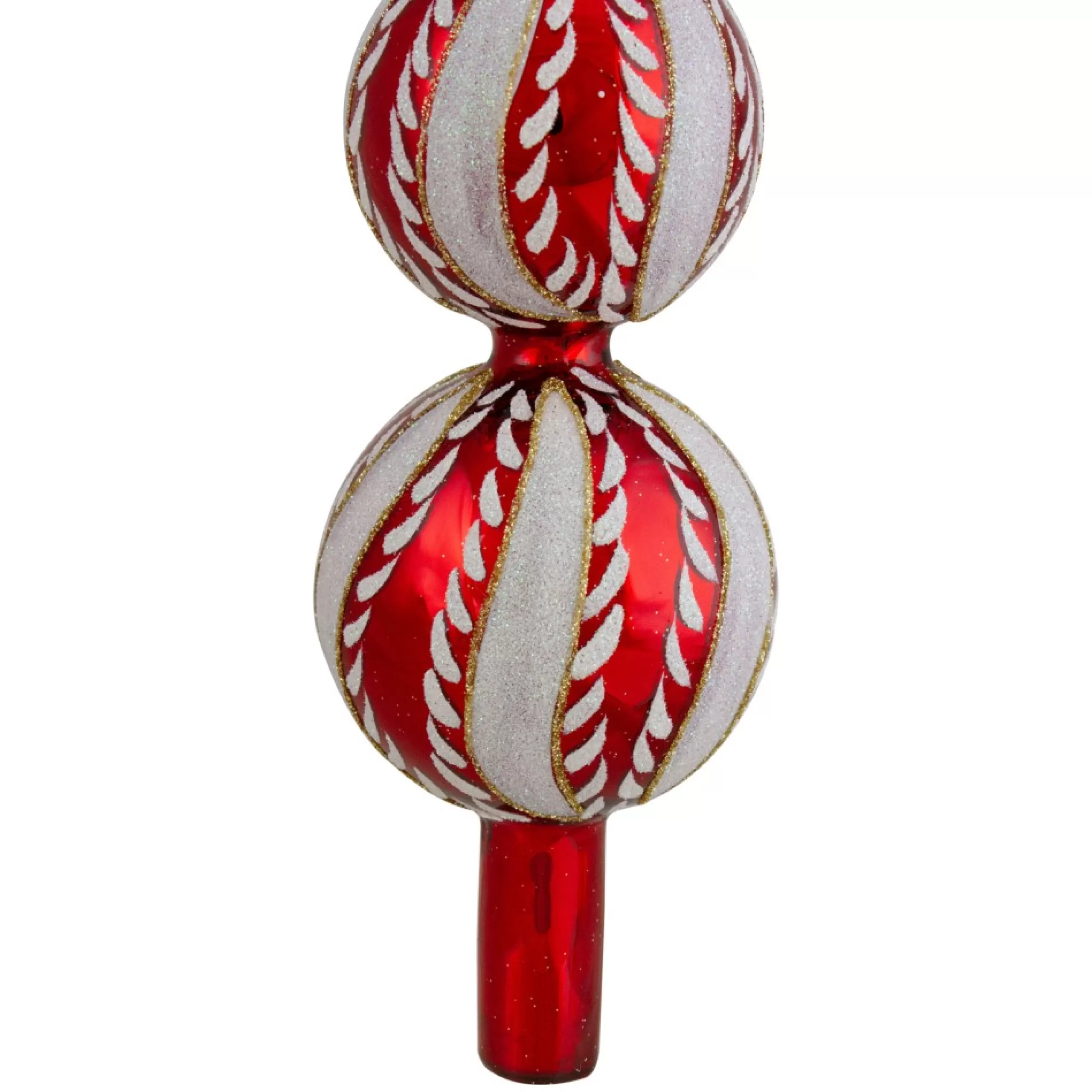 Finial Tree Toppers*Northlight 14.75" Red And White Glass Finial Christmas Tree Topper