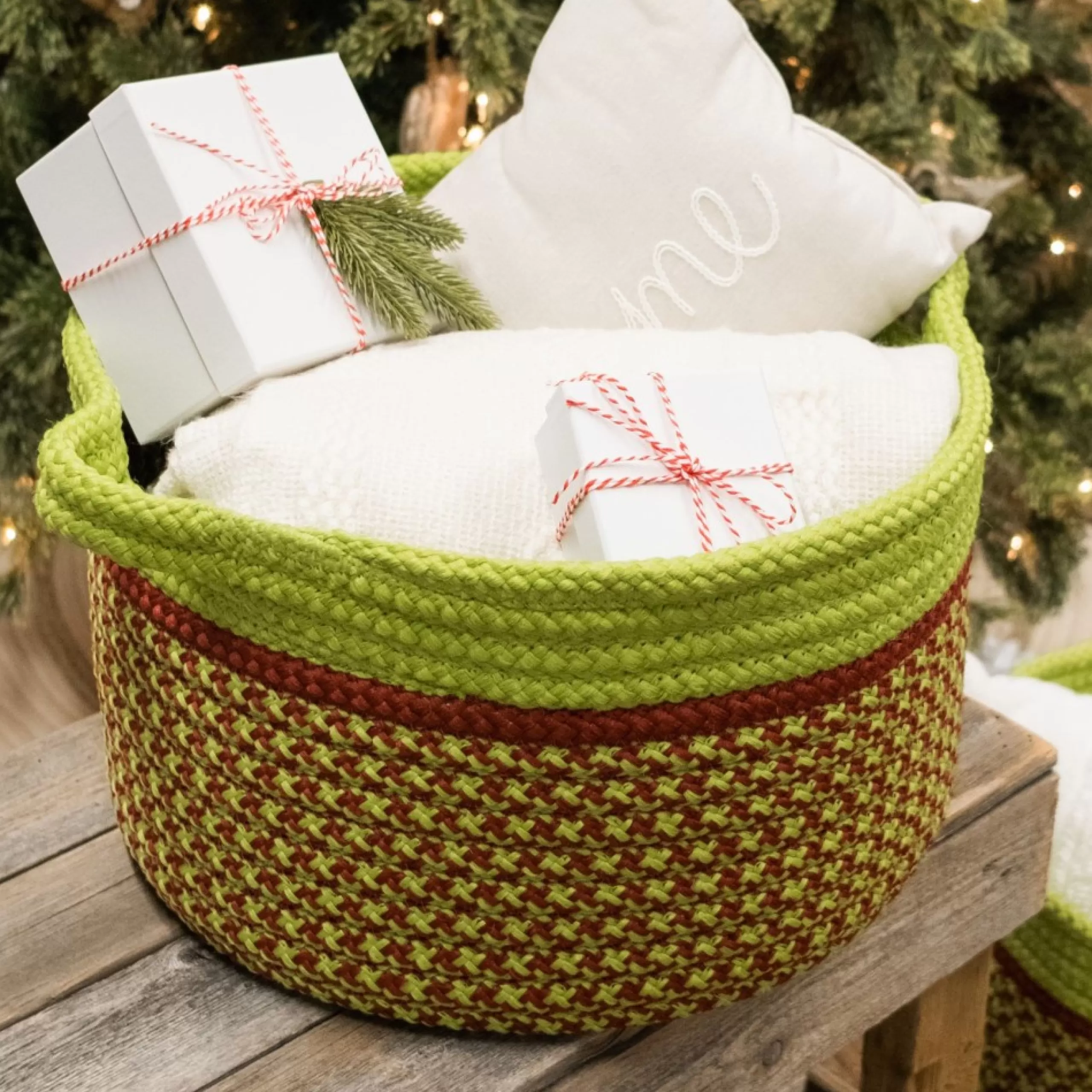 Decoration Storage*Colonial Mills 14" Braided Houndstooth Christmas Storage Basket