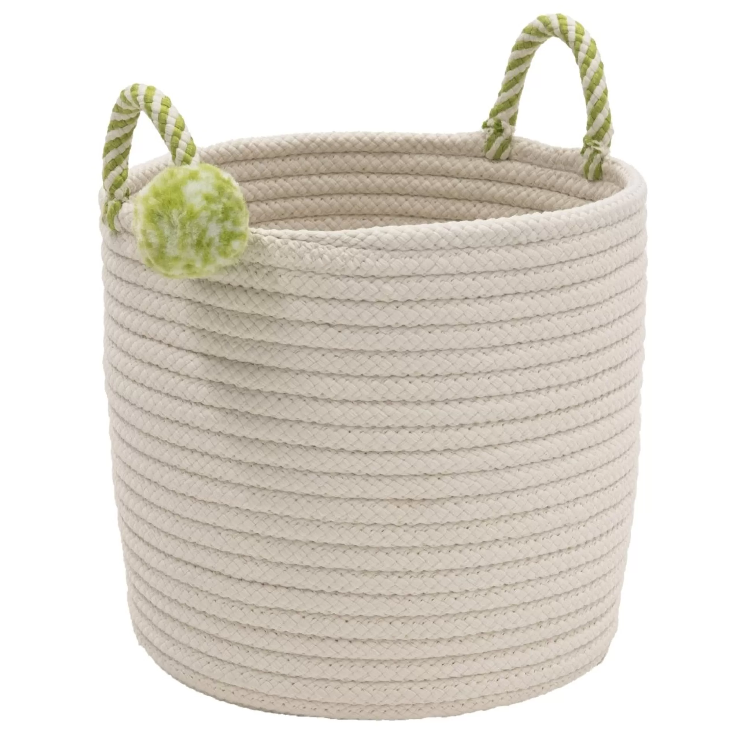 Decoration Storage*Colonial Mills 14" Braided Round Candy Cane Basket With Green Handles