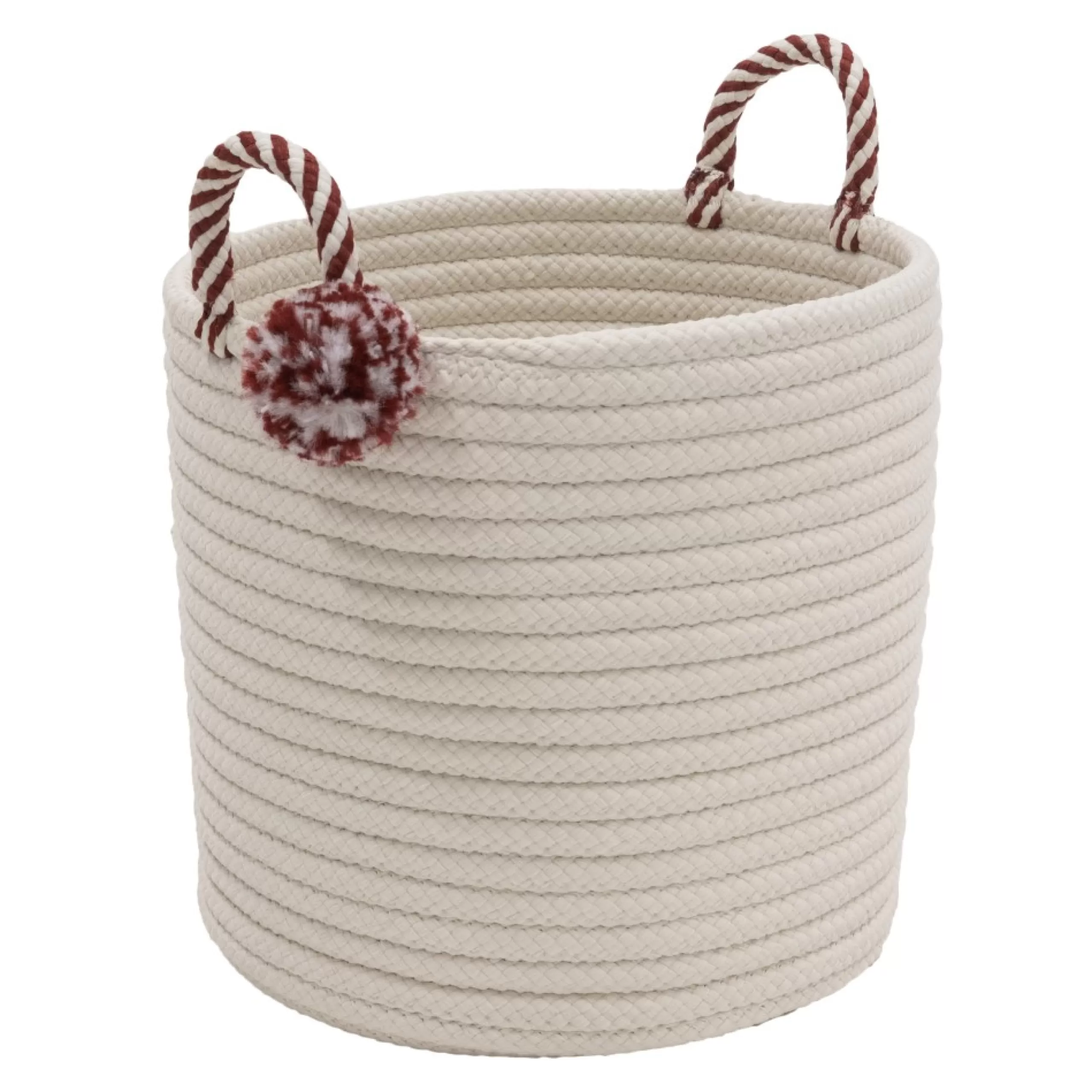 Decoration Storage*Colonial Mills 14" Braided Round Candy Cane Basket With Red Handles