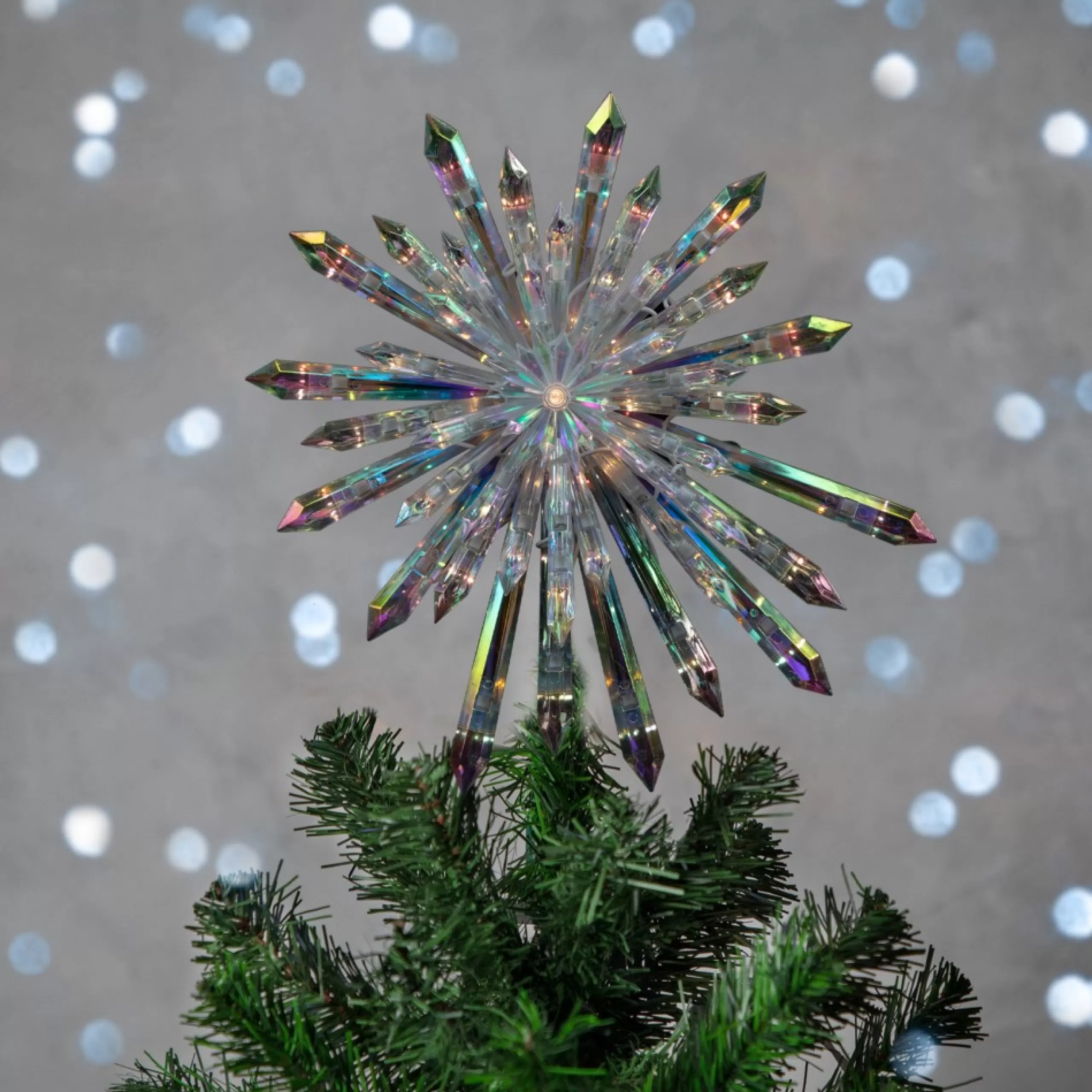 Lighted Tree Toppers*Northlight 14" Lighted Iridescent Icicle Christmas Tree Topper - Clear Lights