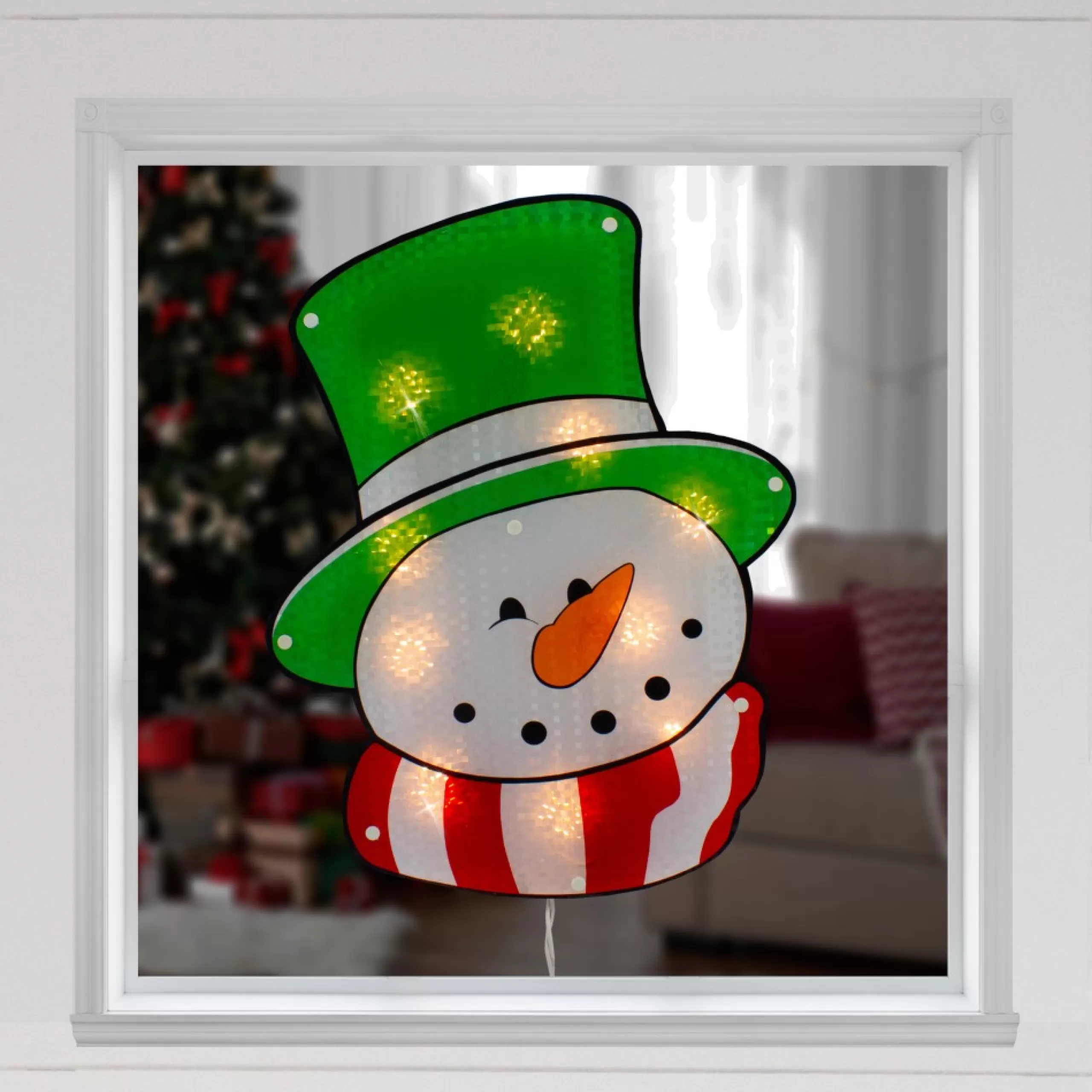 Window Decorations*Northlight 15.75" Lighted Holographic Snowman Christmas Window Silhouette