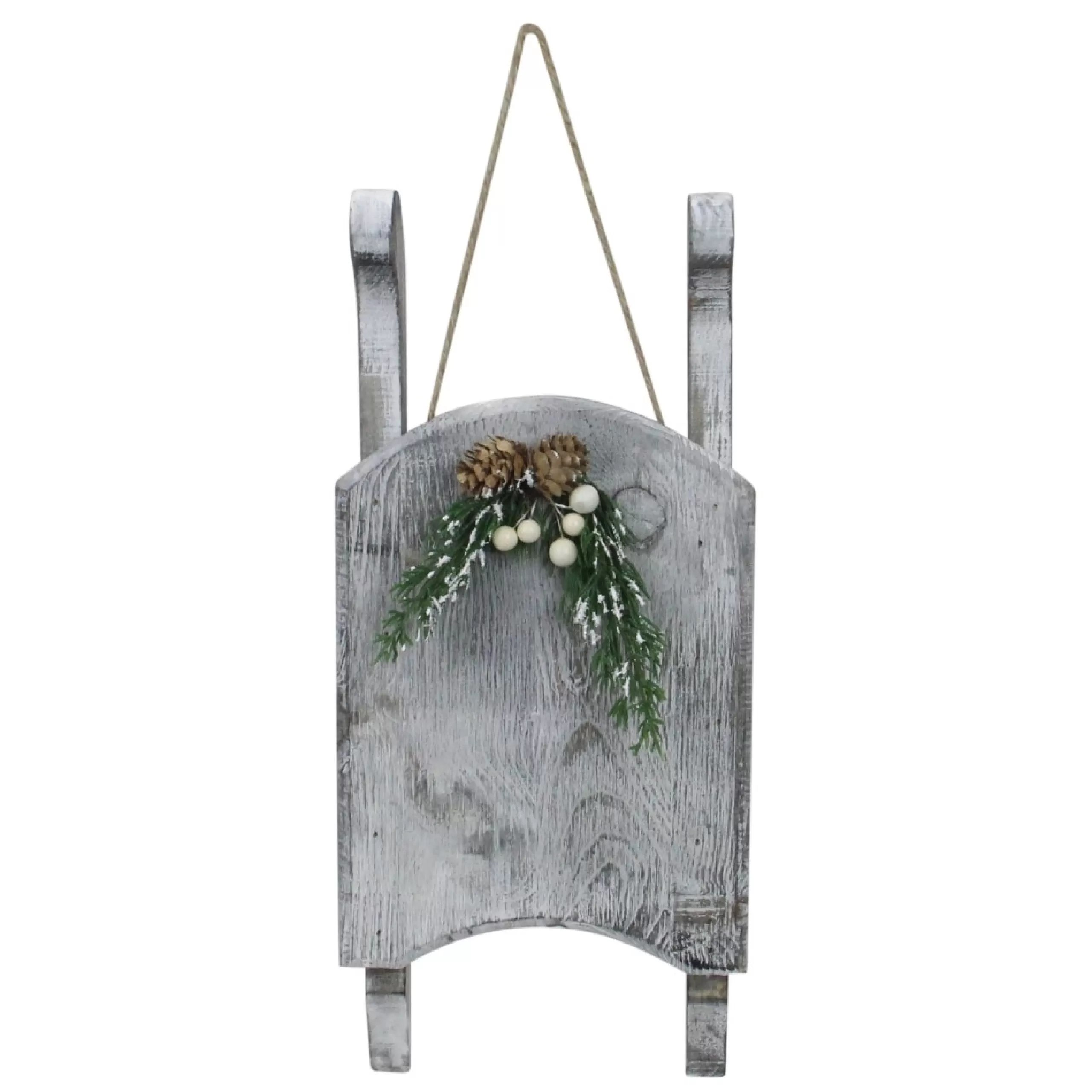 Table Top Pieces*Northlight 15" Grey Distressed Finish Christmas Sled Wall Hanging