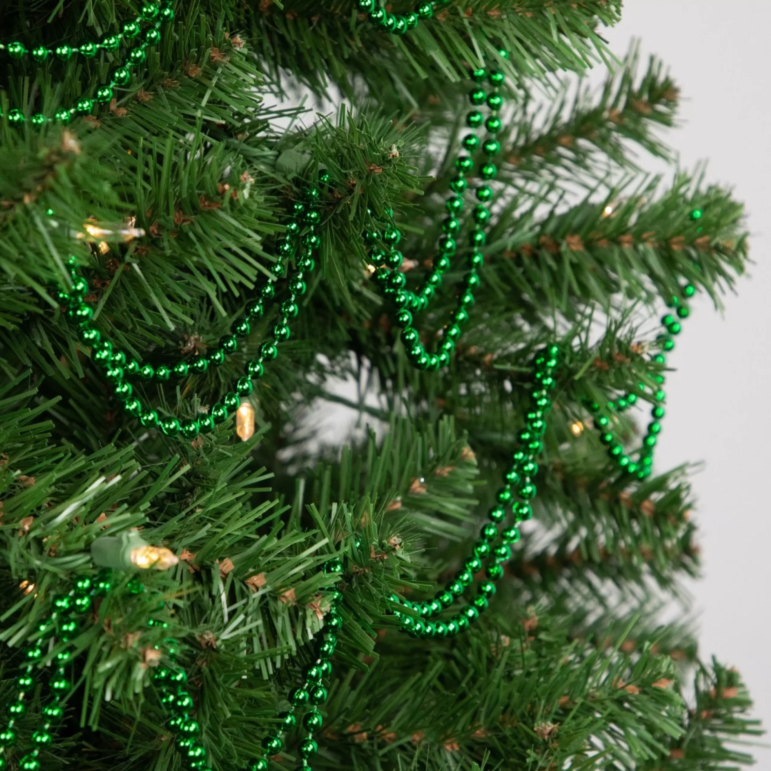 Beaded Garland*Northlight 15' Shiny Metallic Green Beaded Christmas Garland - Unlit