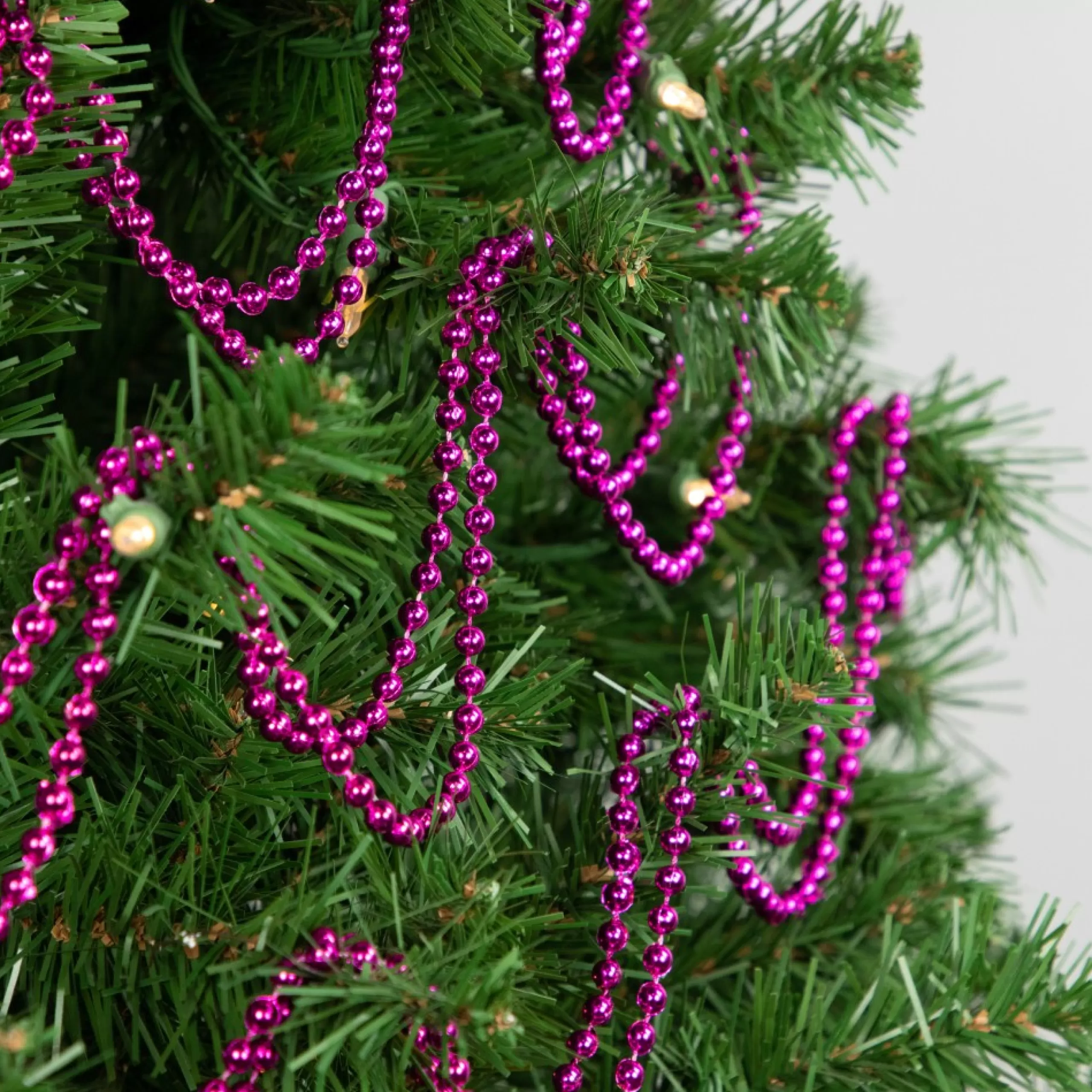 Beaded Garland*Northlight 15' Shiny Metallic Pink Beaded Christmas Garland, Unlit