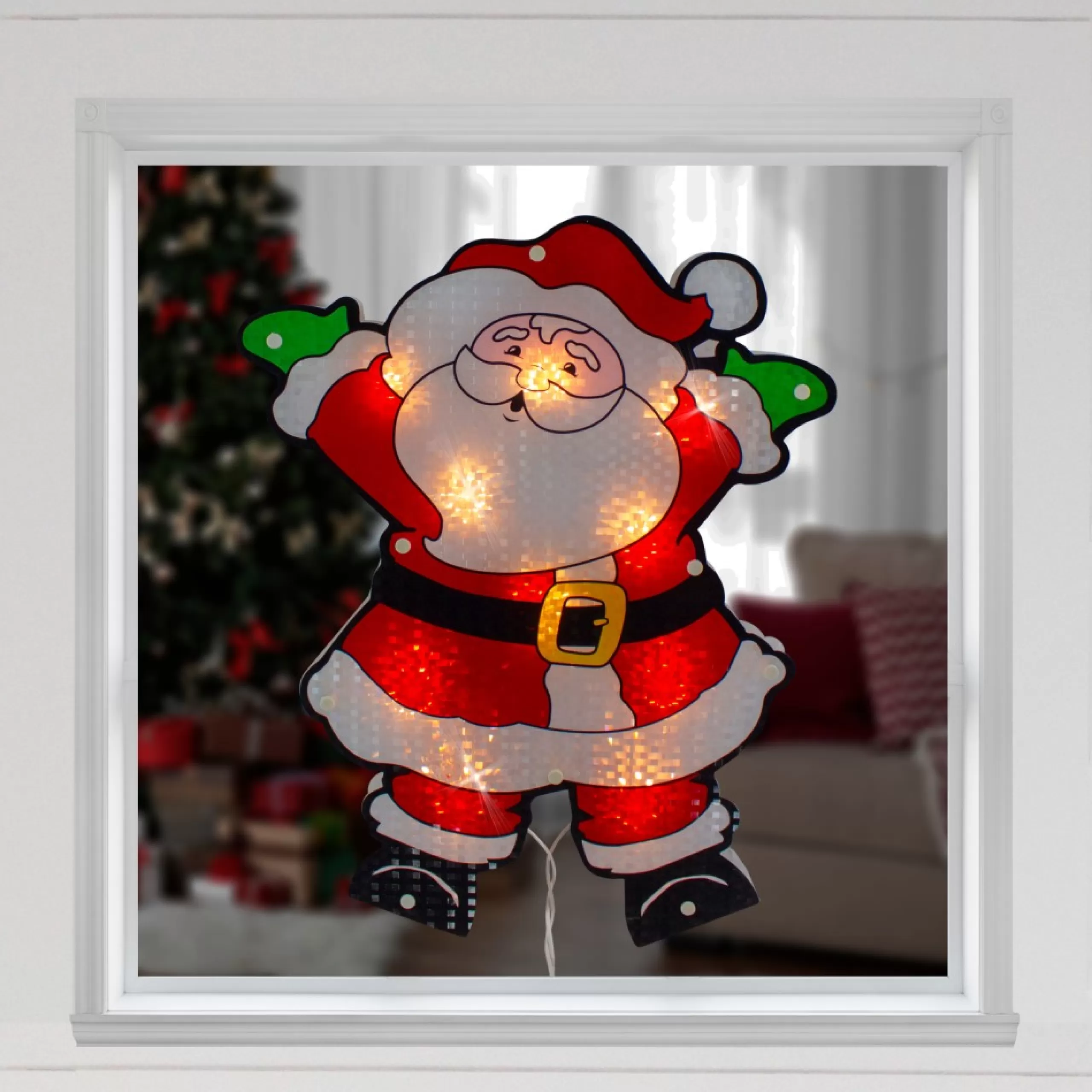 Window Decorations*Northlight 16.25" Lighted Holographic Santa Claus Christmas Window Silhouette