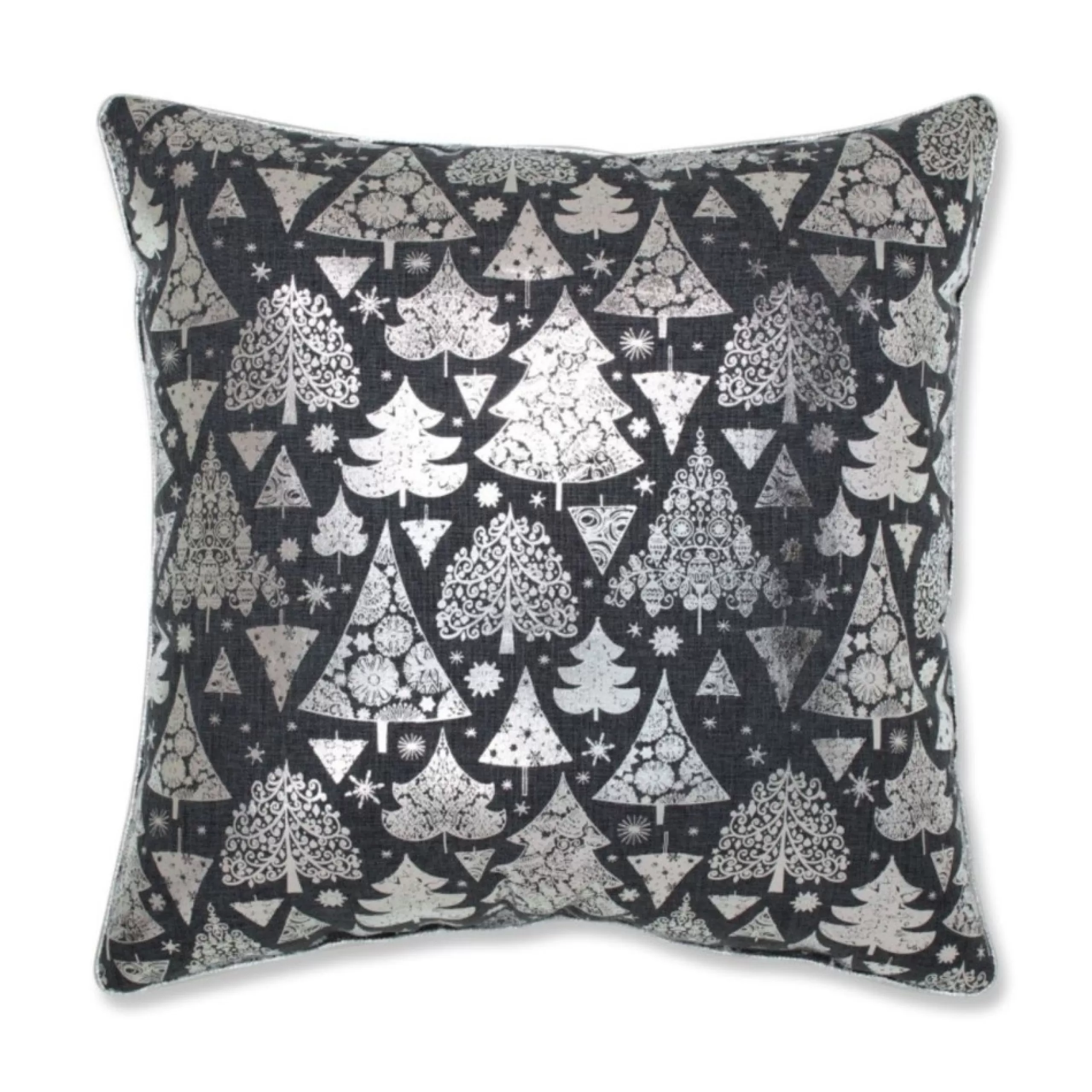 Pillows & Throws*CC Home Furnishings 16.5" Silver And Black Trees Christmas Square Throw Pillow