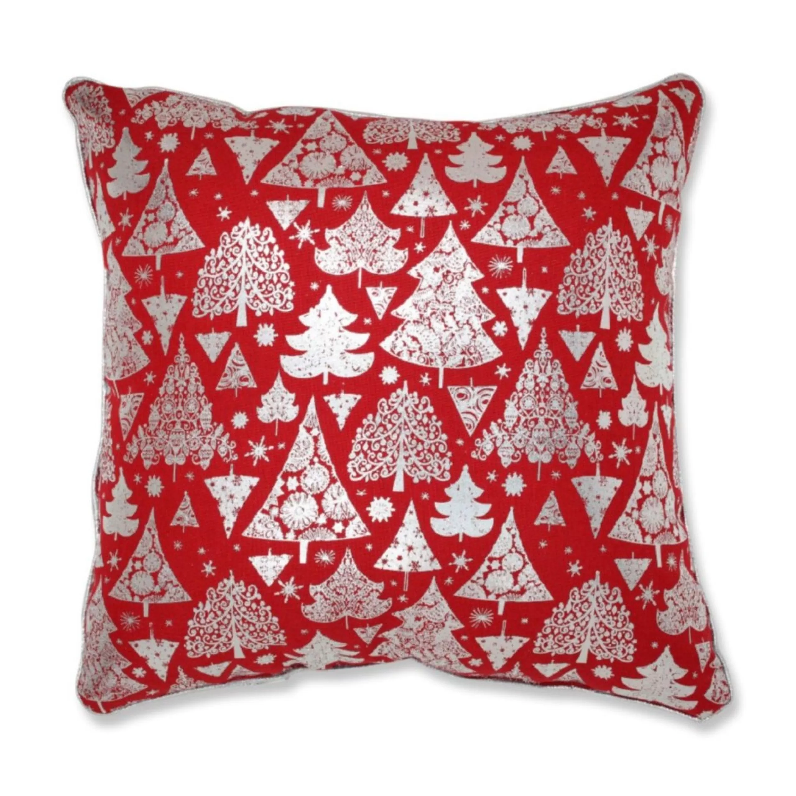 Pillows & Throws*CC Home Furnishings 16.5" Silver And Red Trees Christmas Square Throw Pillow