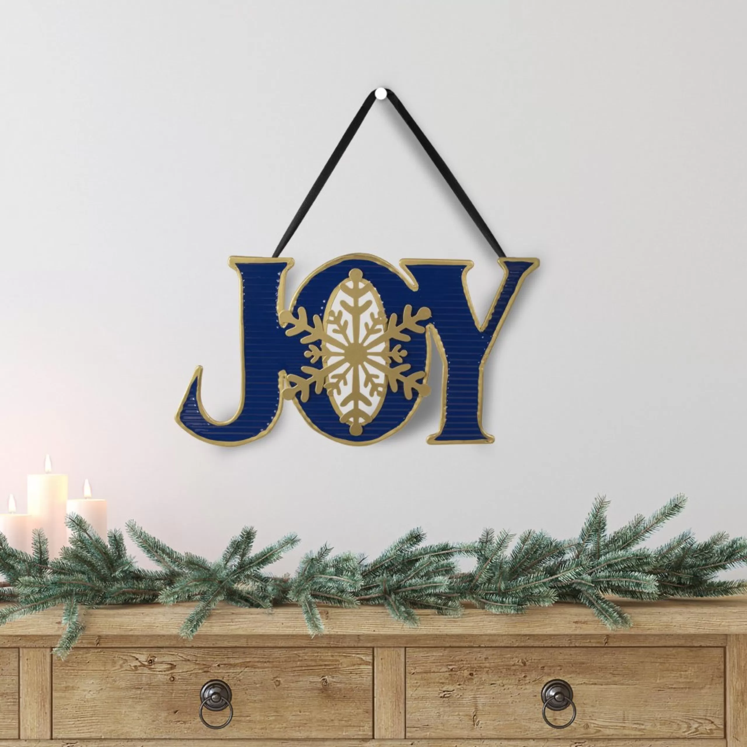 Signs & Plaques*Northlight 16" Blue And Gold "Joy" Metal Christmas Wall Sign