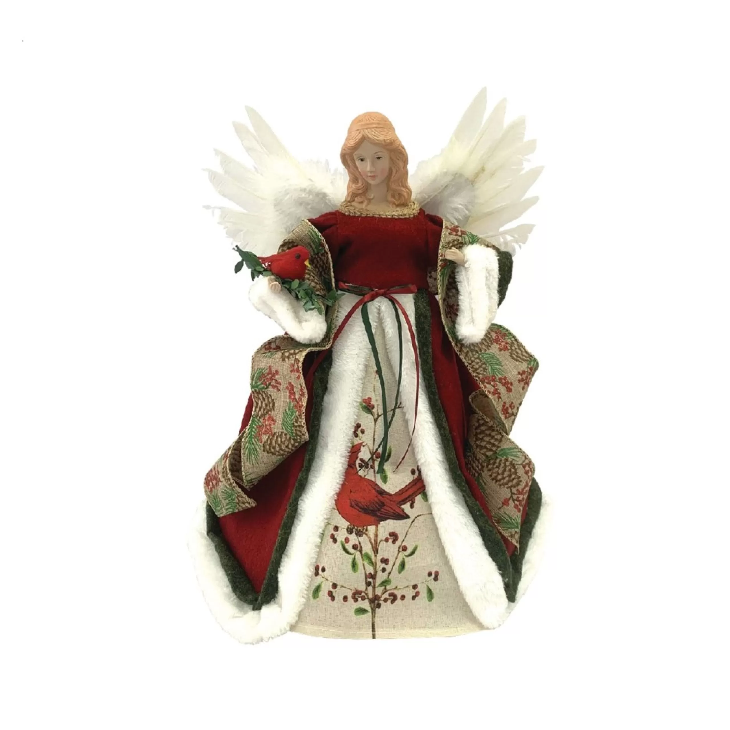 Angel Tree Toppers*CC Christmas Decor 16" Cardinal Angel Christmas Tree Topper, Unlit