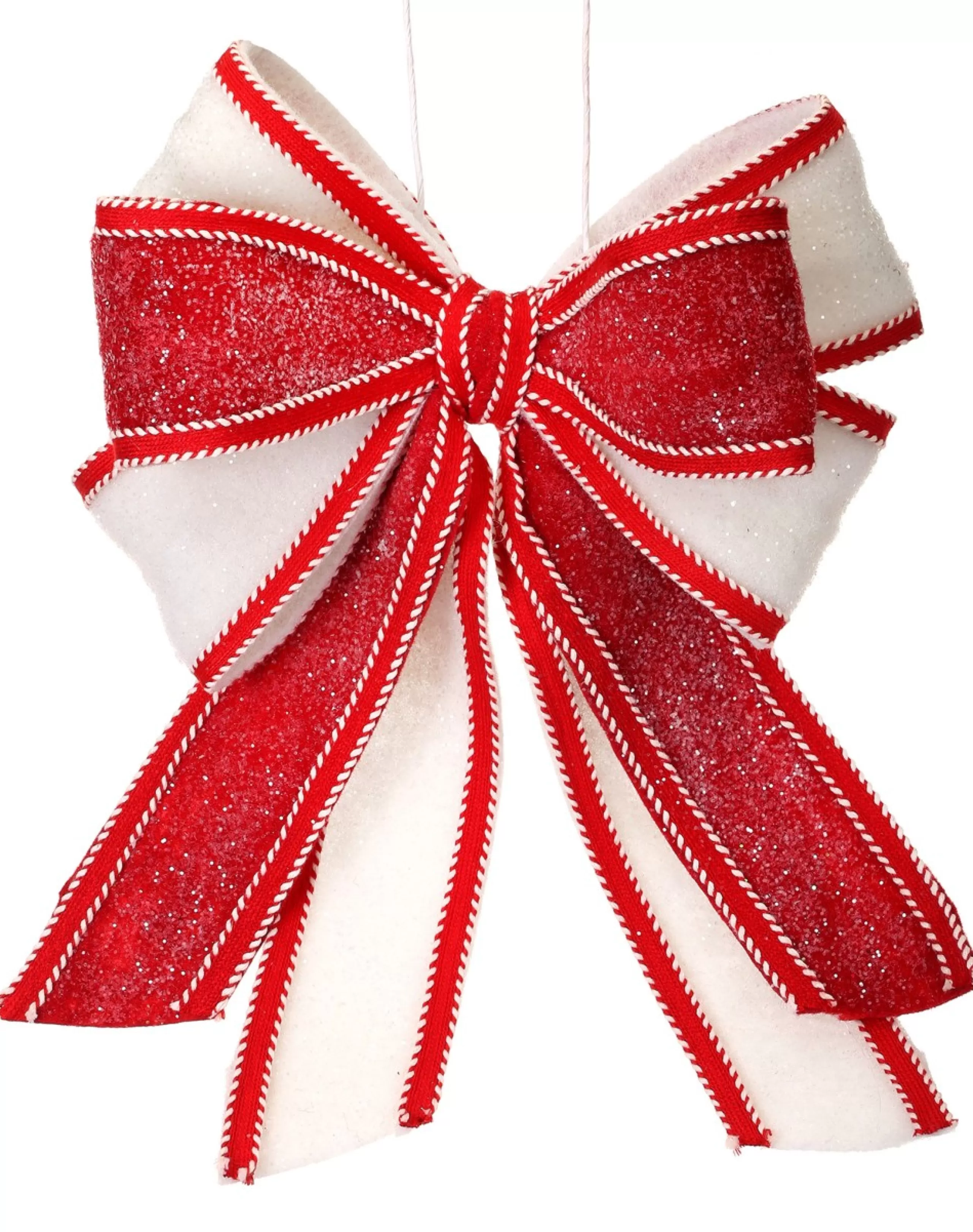 Bows*Contemporary Home Living 16" Glittered Candy Christmas Bow With Wires