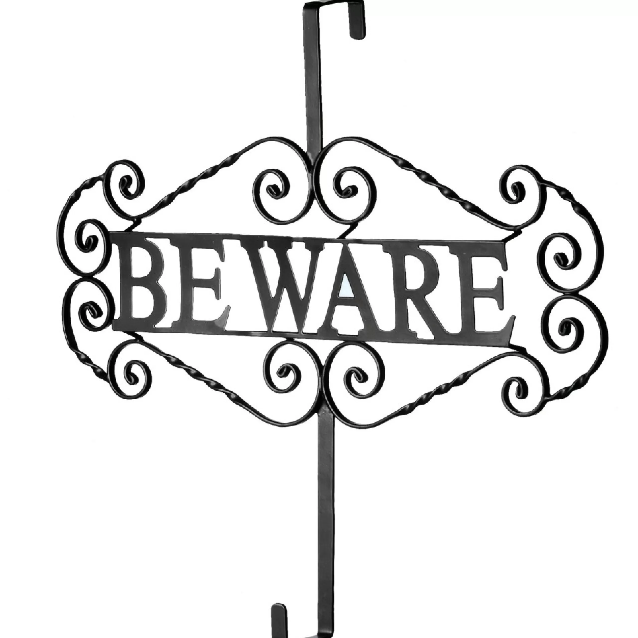 Wreath Accessories*National Tree Company 16" Matte Black Steel "Beware" Halloween Wreath Hanger