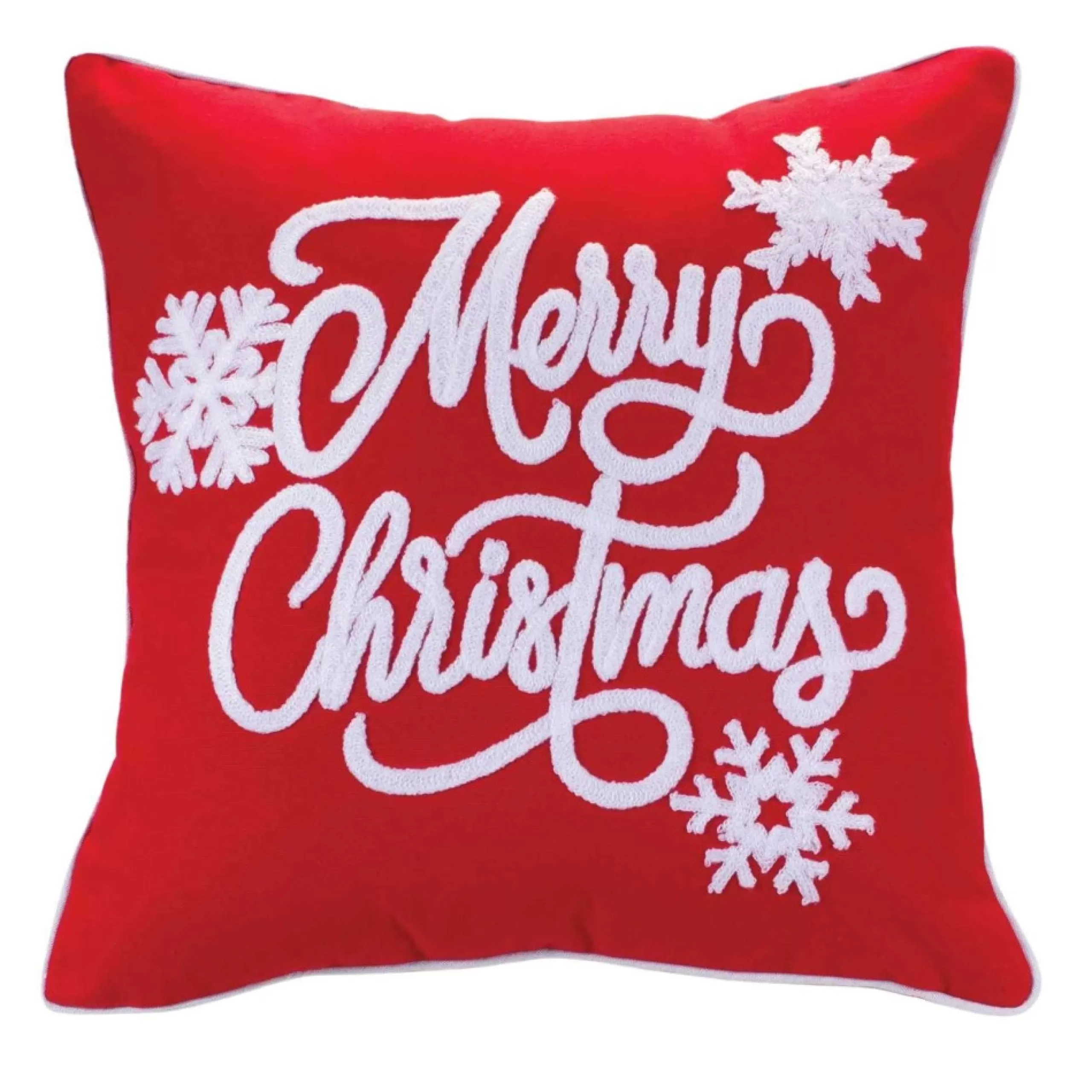 Pillows & Throws*Melrose 16" Red And White "Merry Christmas" Embroidered Throw Pillow