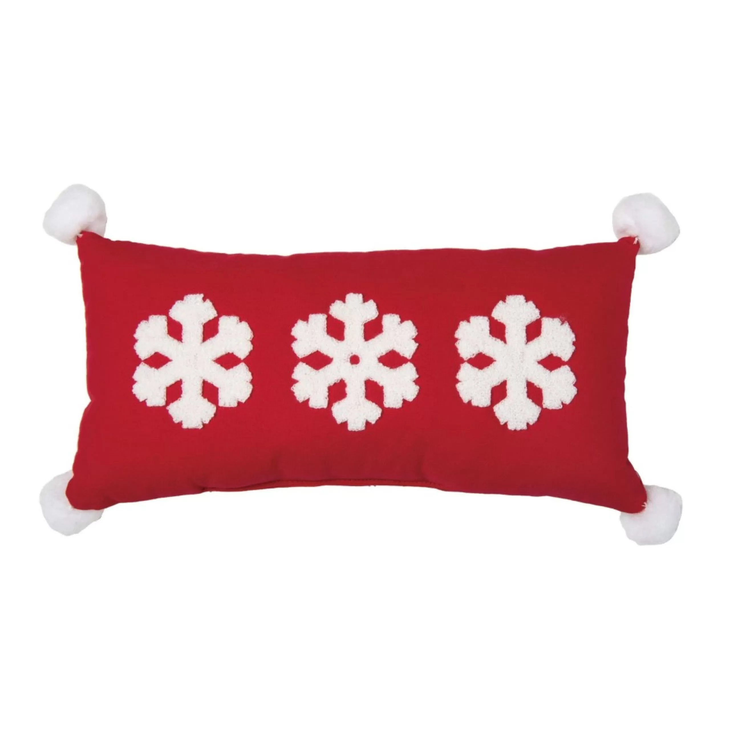 Pillows & Throws*Contemporary Home Living 16" Red Christmas Embroidered And Snowflake Rectangular Throw Pillow