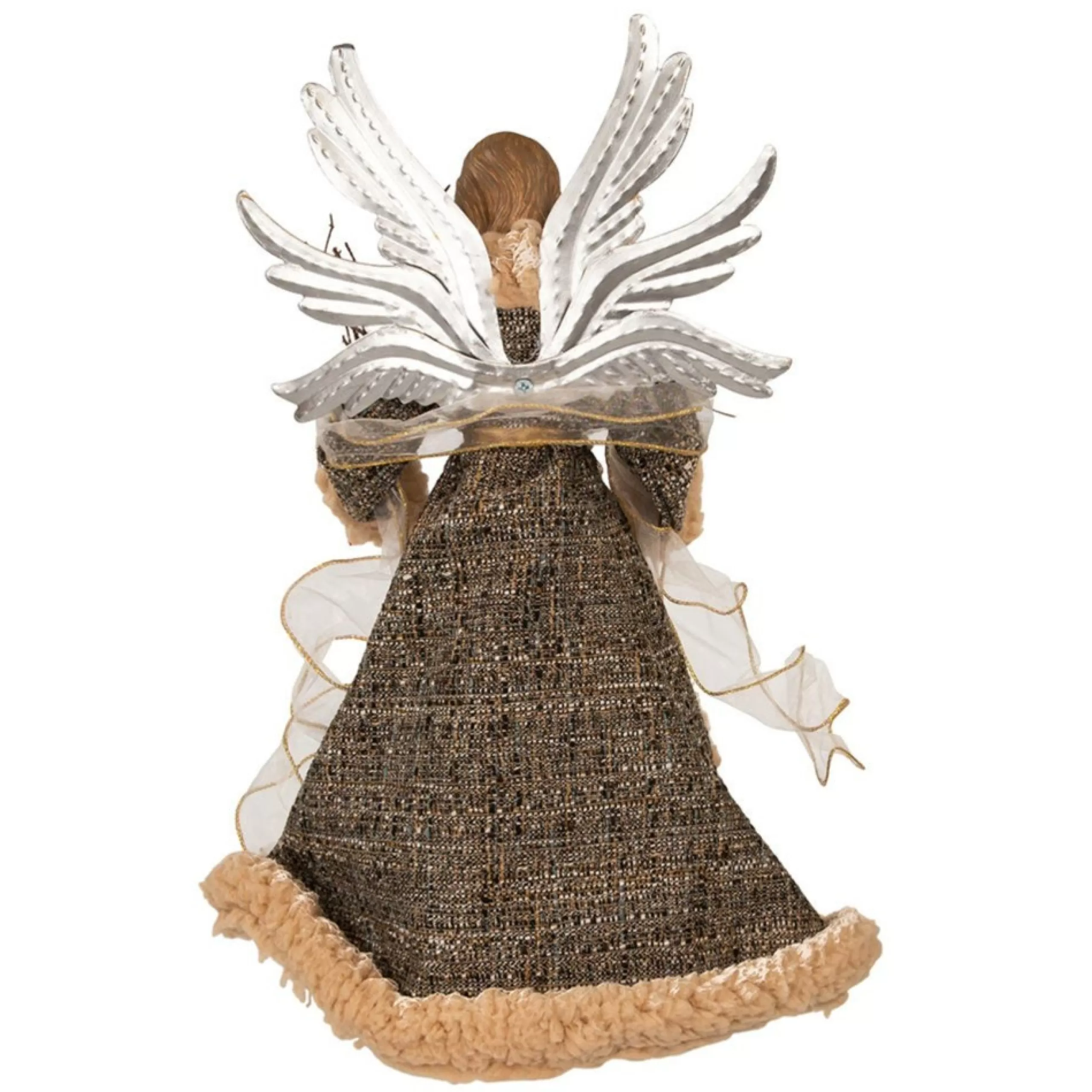 Angel Tree Toppers*KSA 16" Rustic Angel With Dove Christmas Tree Topper, Unlit