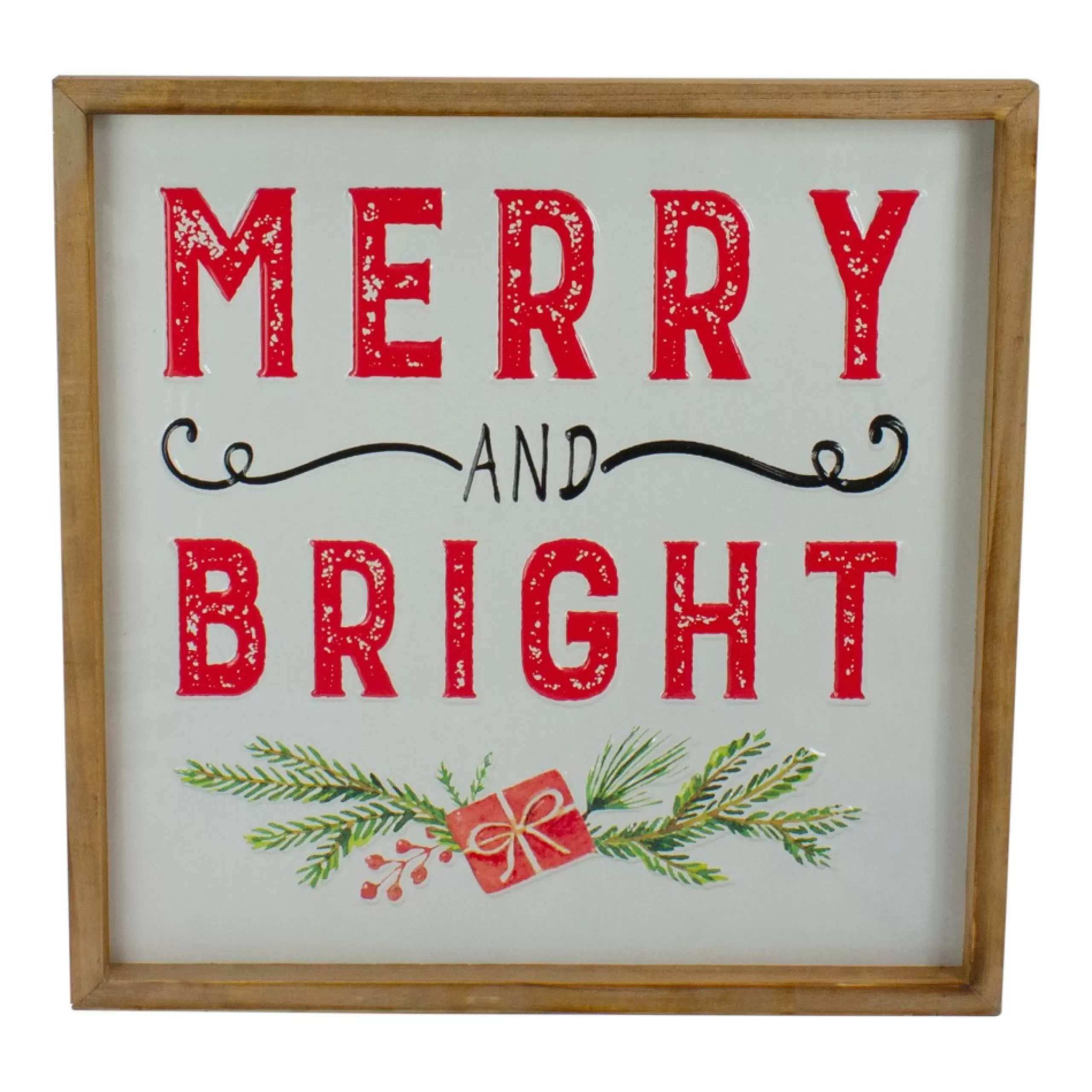 Signs & Plaques*Northlight 16" Wooden Framed "Merry And Bright" Metal Christmas Sign