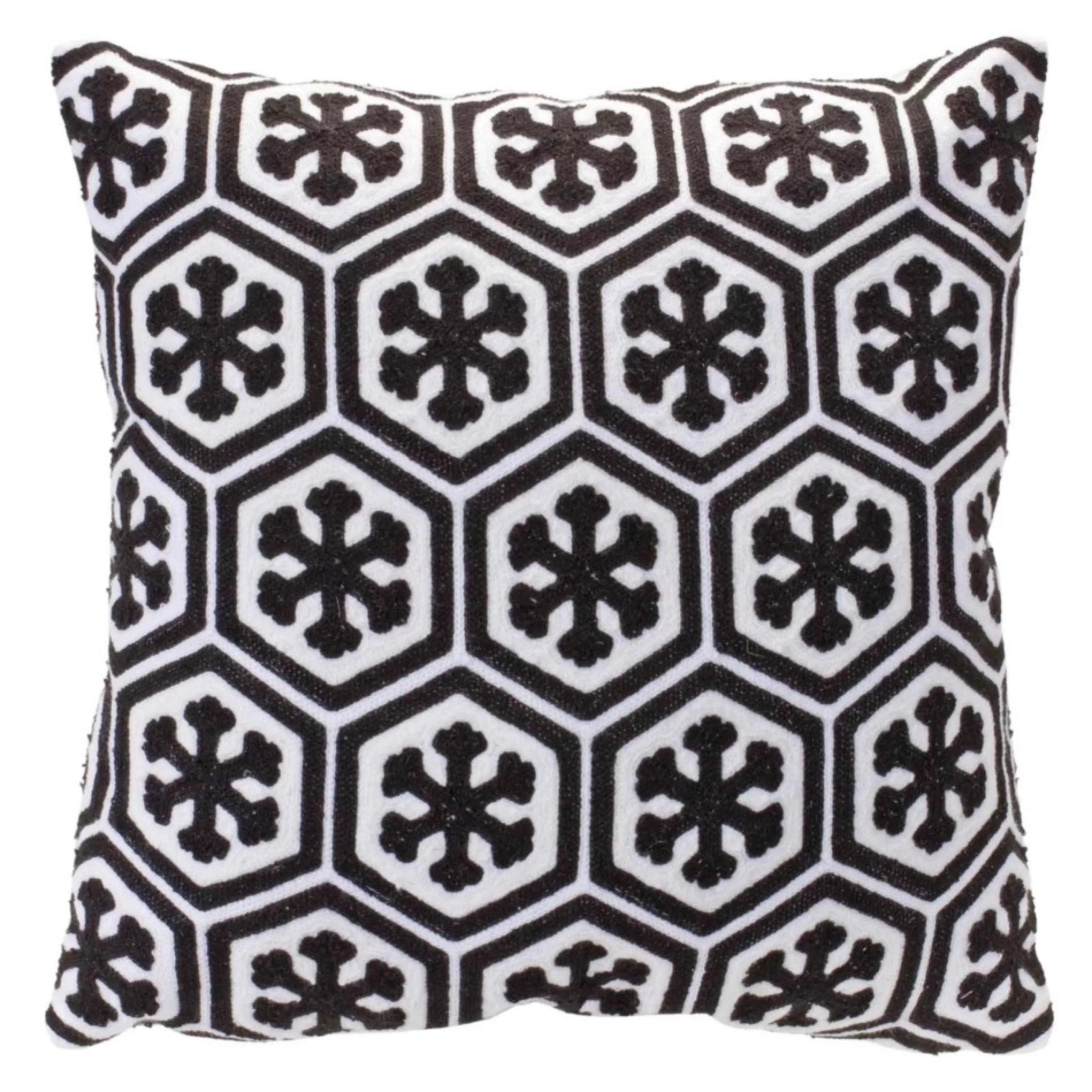 Pillows & Throws*Melrose 17.25" Black And White Snowflake Cotton Christmas Throw Pillow