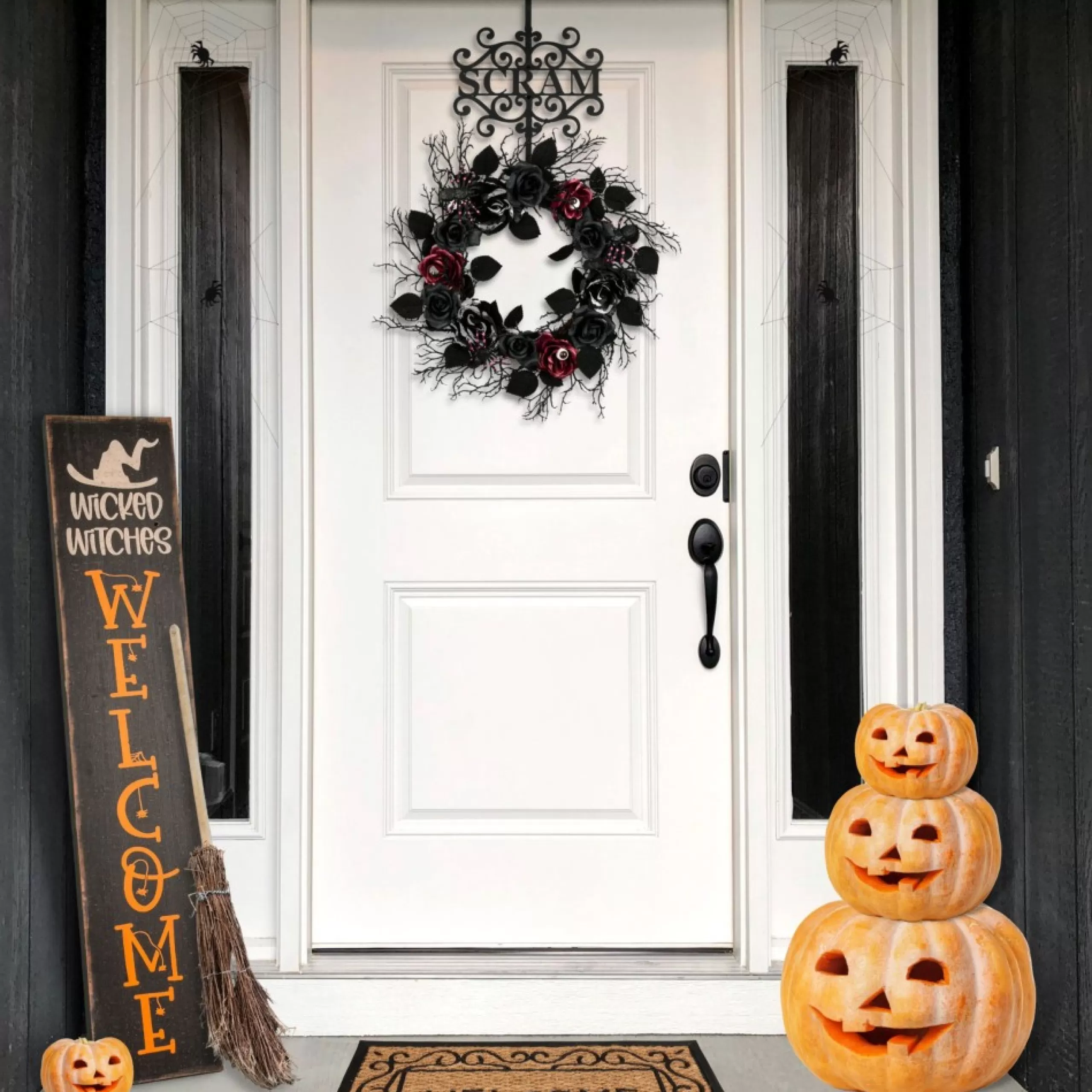 Wreath Accessories*National Tree Company 17.25" Matte Black "Scram" Halloween Wreath Hanger