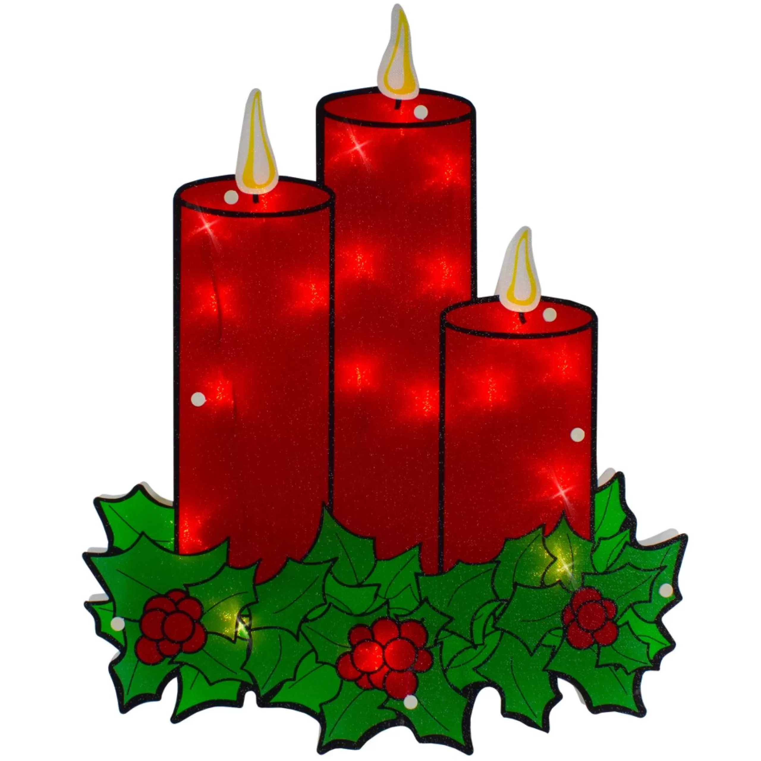 Window Decorations*Northlight 17.5" Lighted Red Three Candles Christmas Window Silhouette