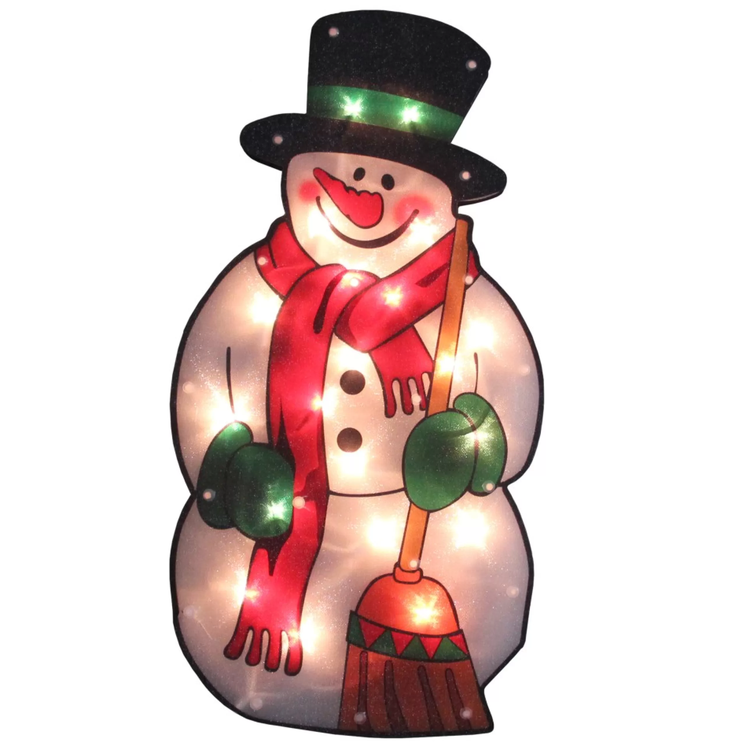 Window Decorations*Northlight 17.5" Lighted Snowman With Broom Christmas Window Silhouette