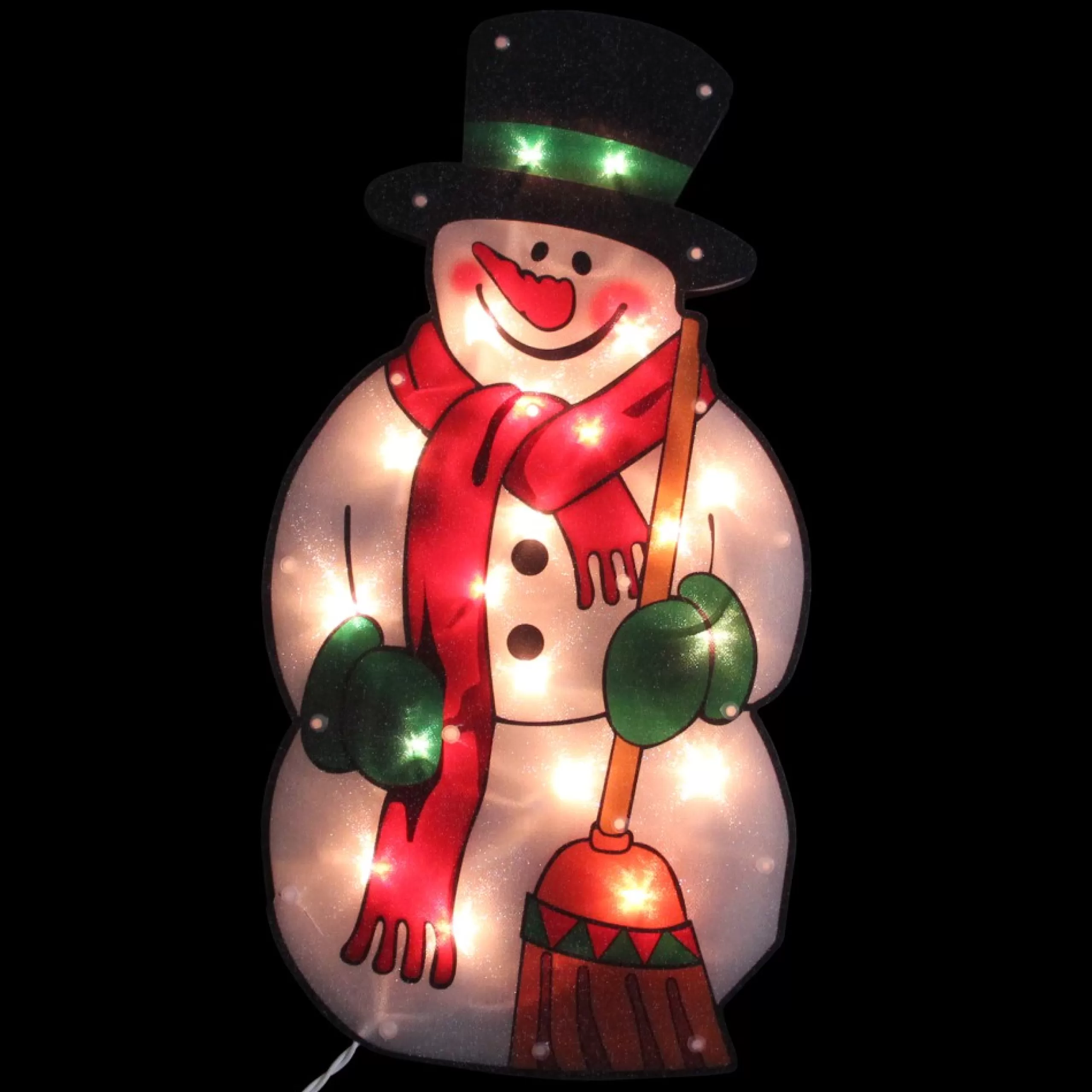 Window Decorations*Northlight 17.5" Lighted Snowman With Broom Christmas Window Silhouette