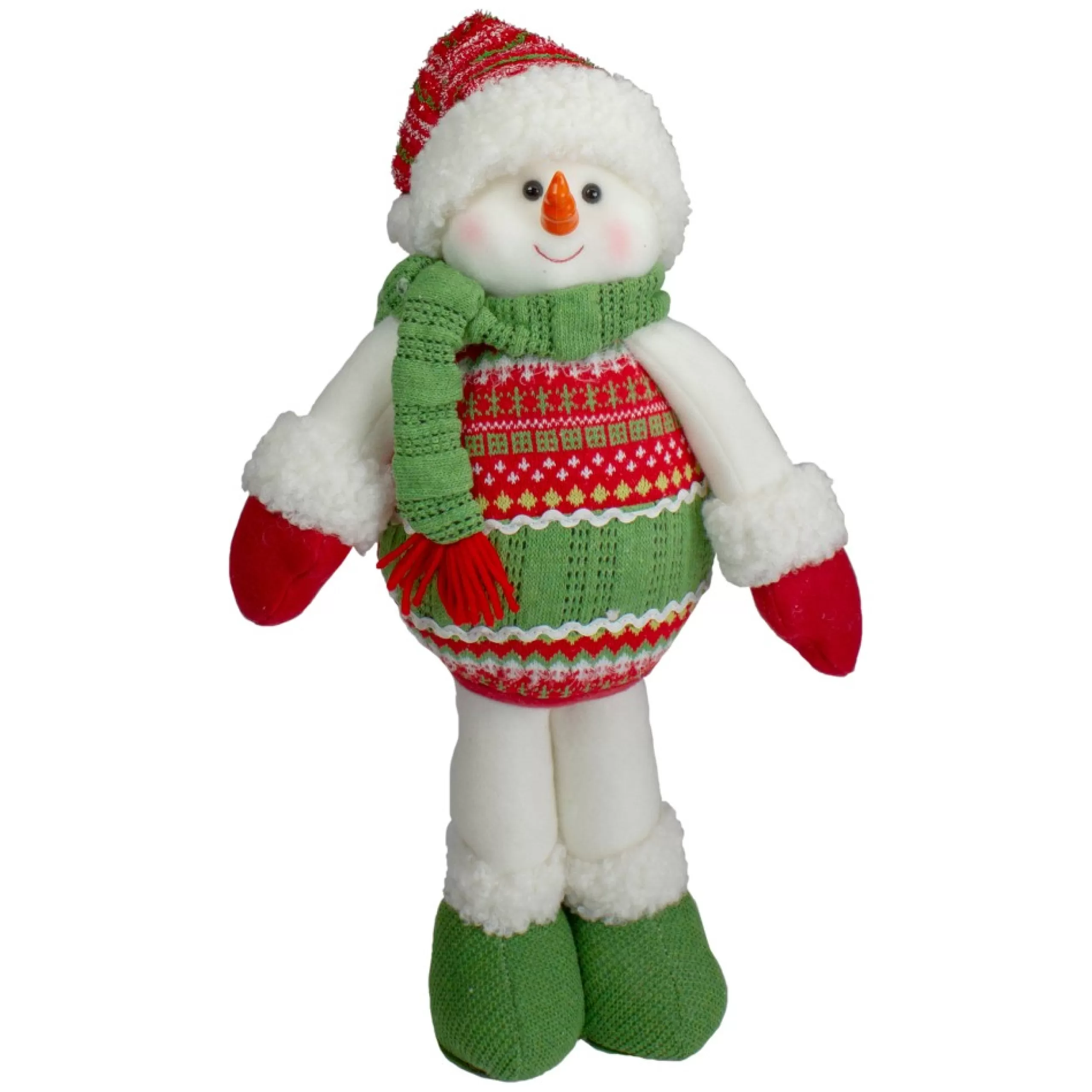 Plush Figures*Northlight 17.5" Red And Green Jolly Plush Snowman Christmas Figure