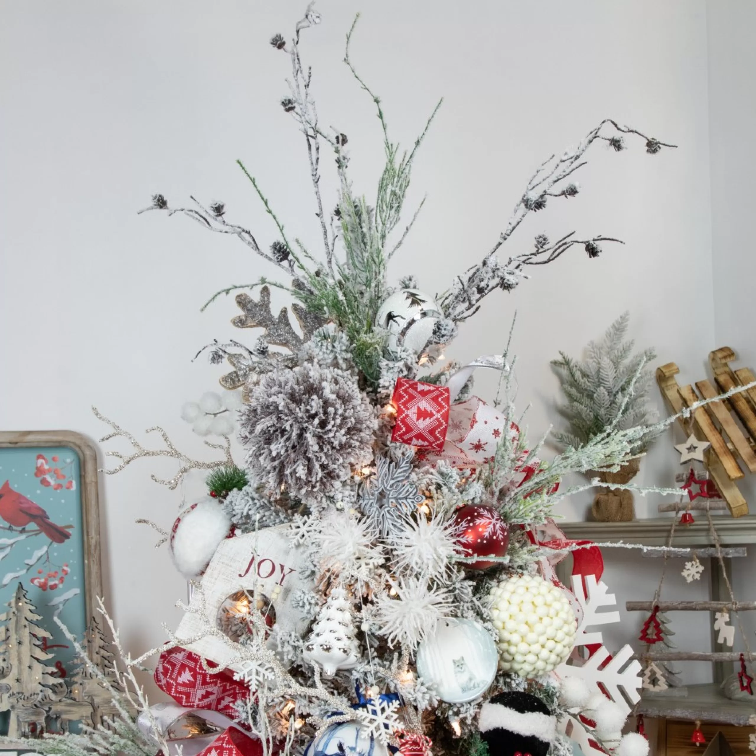 Sprays, Branches & Picks*Northlight 17" Frosted White Spiky Floral Winter Christmas Stem