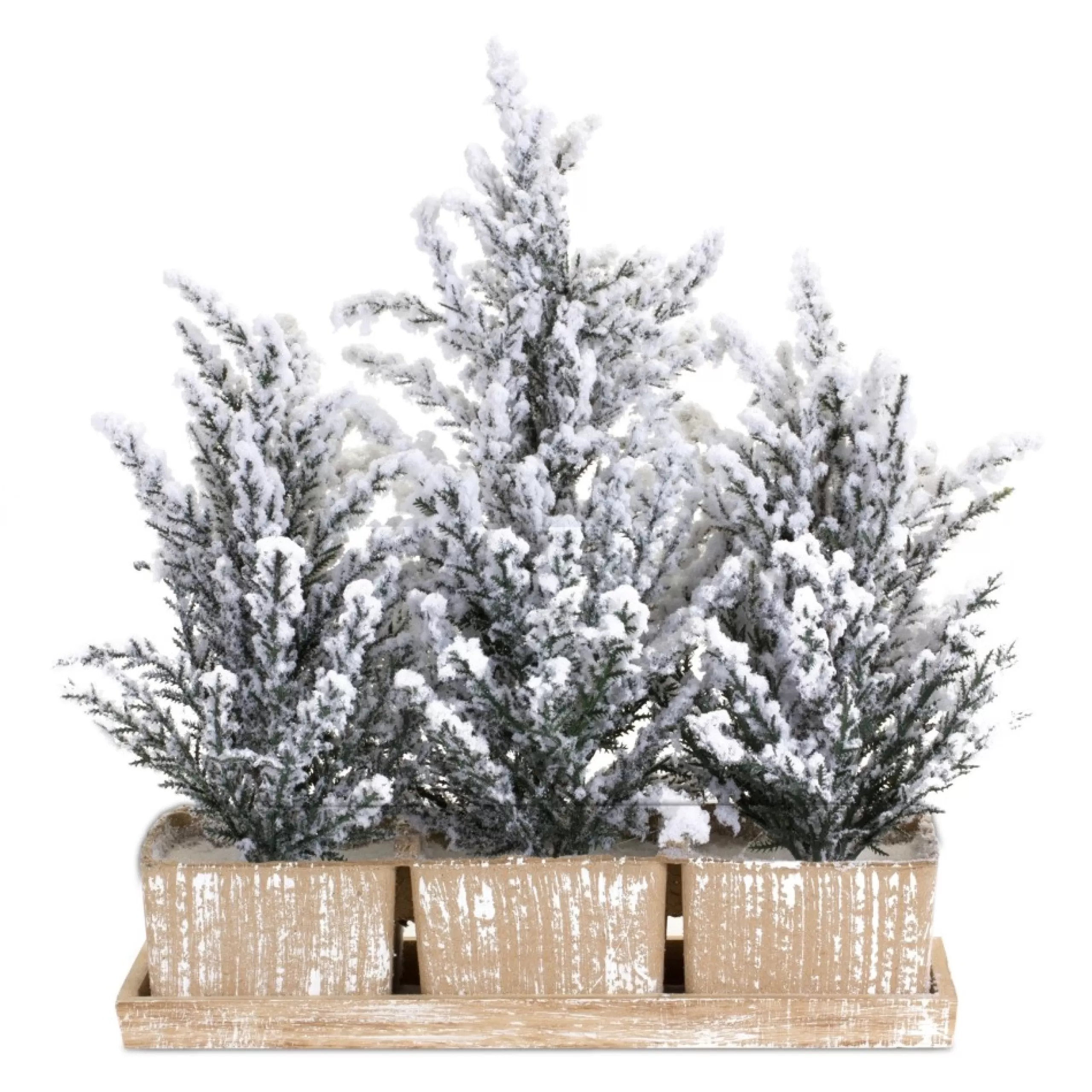 Floral*Melrose 17" Potted Mini Snow Trees On Tray Christmas Arrangement